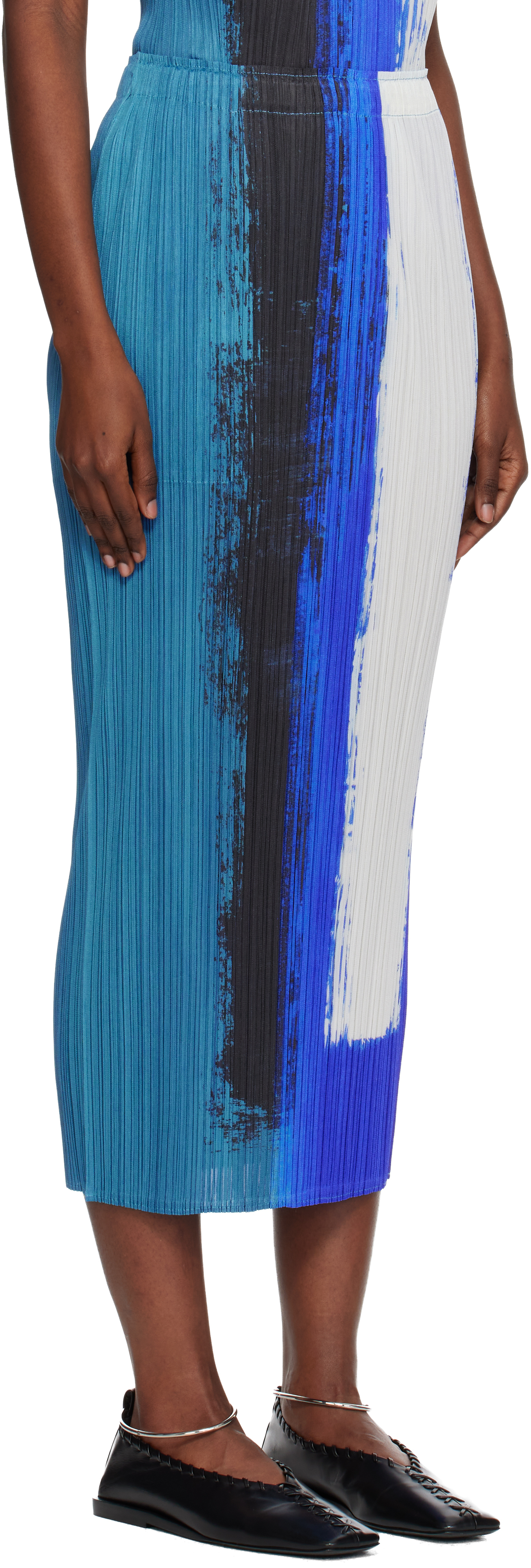 Issey Miyake Blue Jump Maxi Skirt In Blue