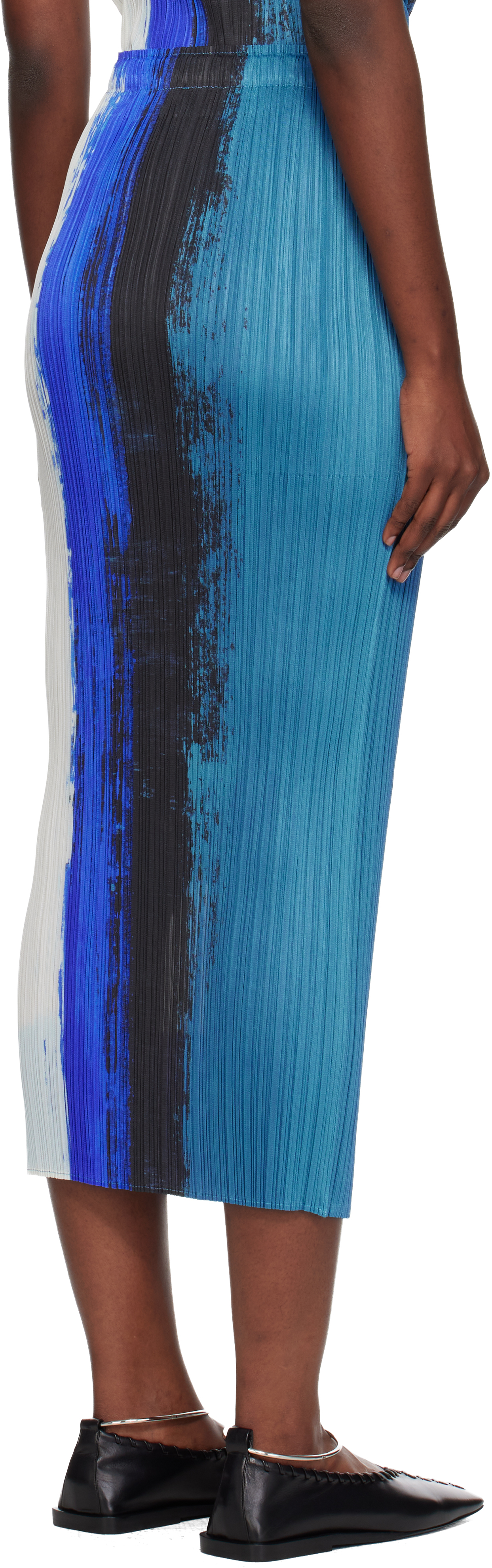Issey Miyake Blue Jump Maxi Skirt In Blue
