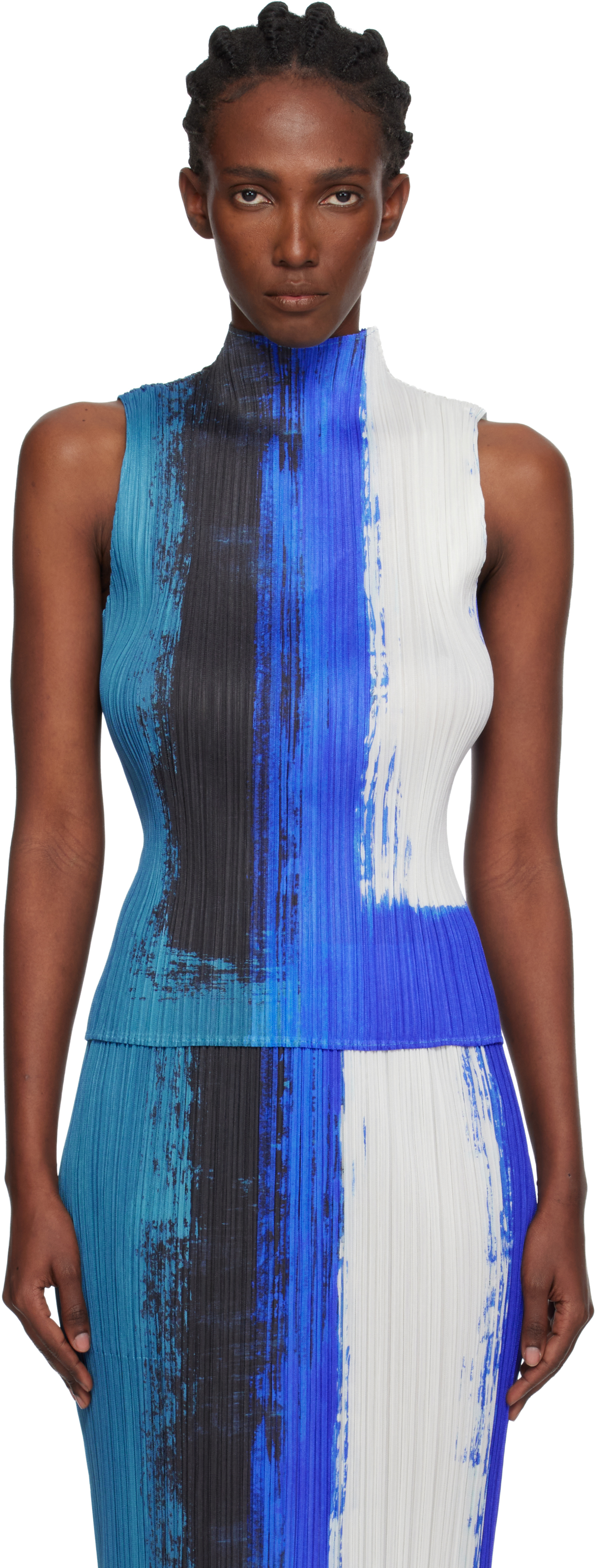 PLEATS PLEASE ISSEY MIYAKE: Blue Jump Top | SSENSE