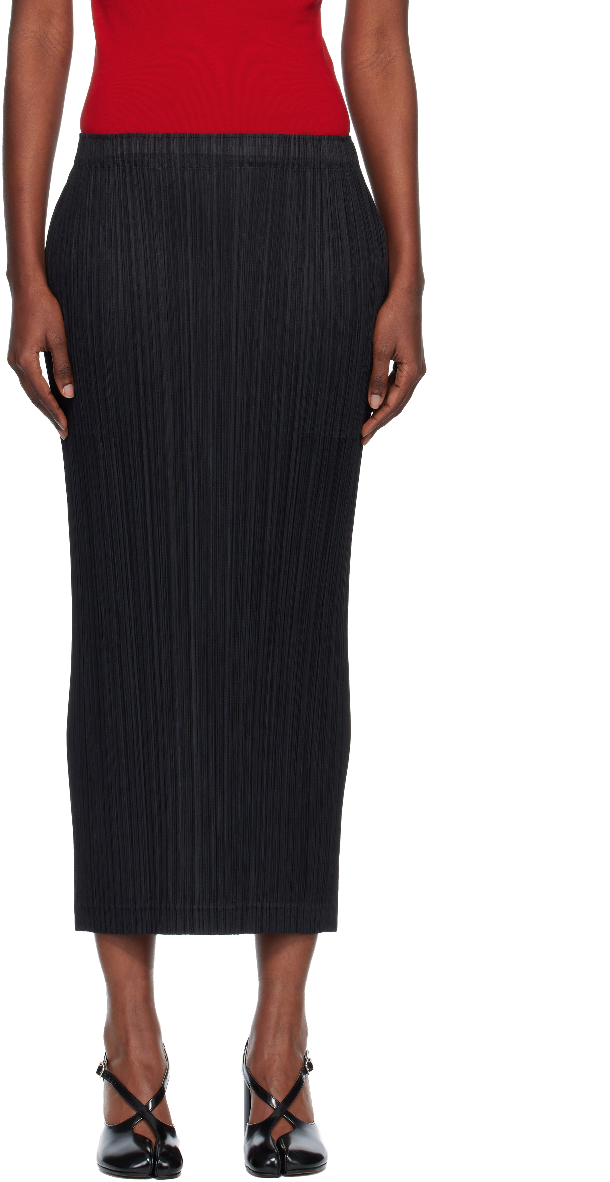 PLEATS PLEASE ISSEY MIYAKE: Black Thicker 1 Maxi Skirt | SSENSE Canada