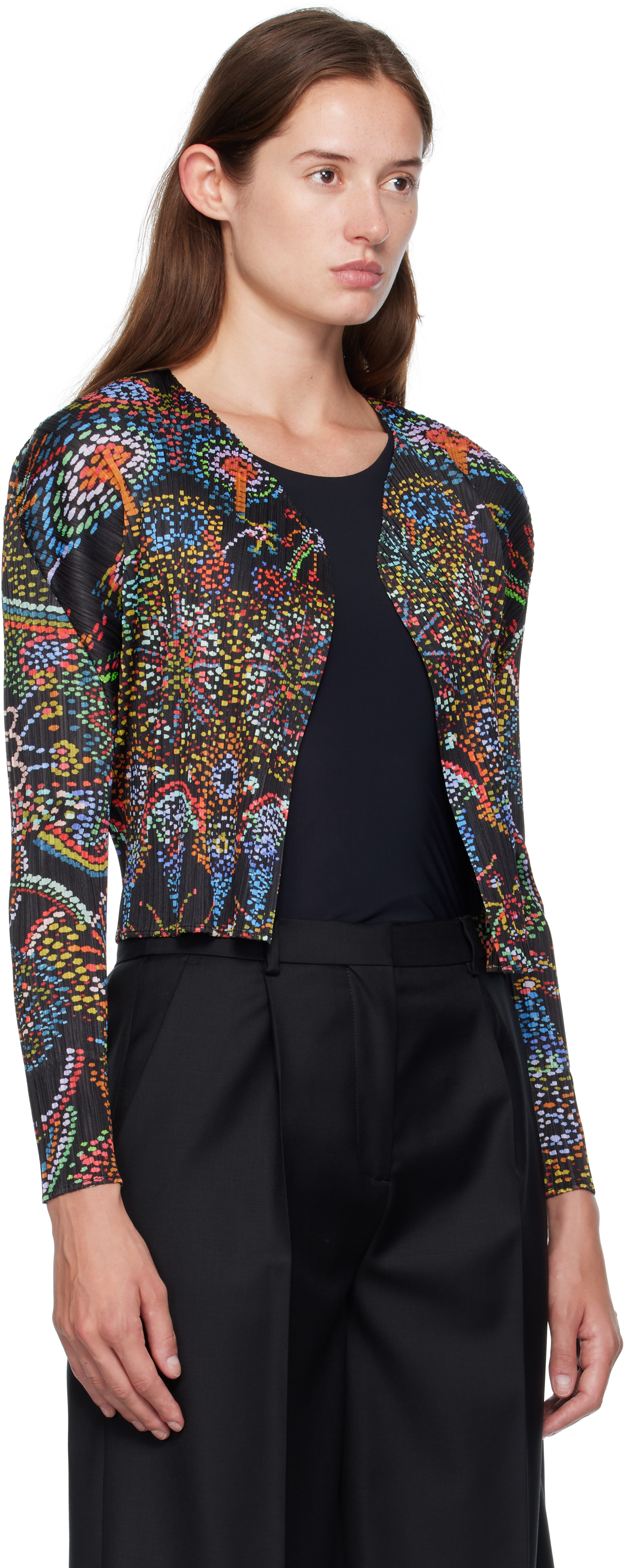 Issey Miyake Black Light Festival Cardigan In Multi