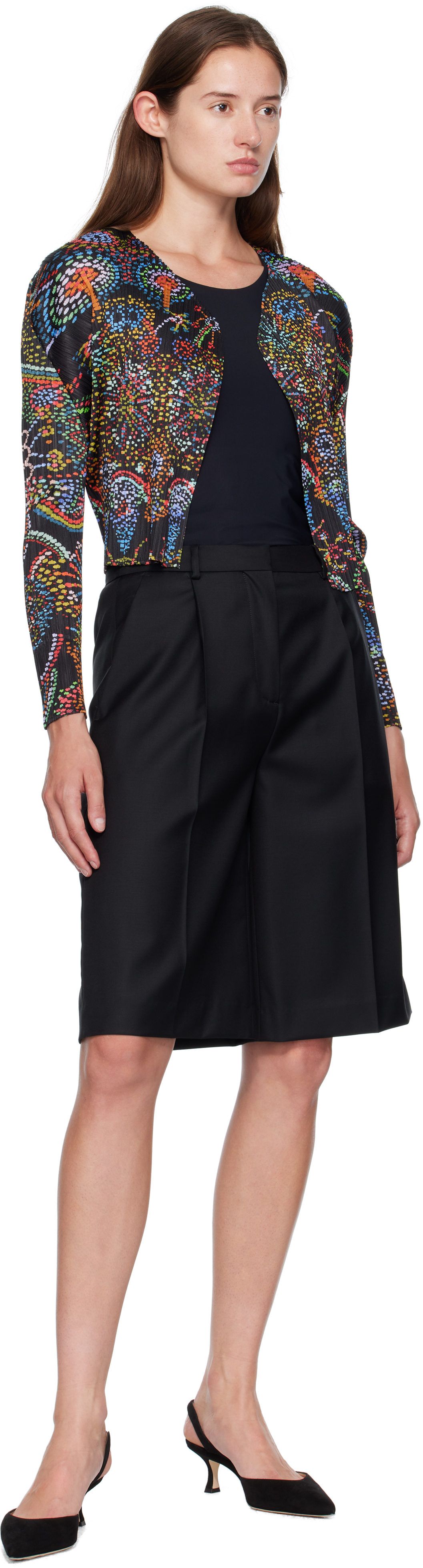 Issey Miyake Black Light Festival Cardigan In Multi