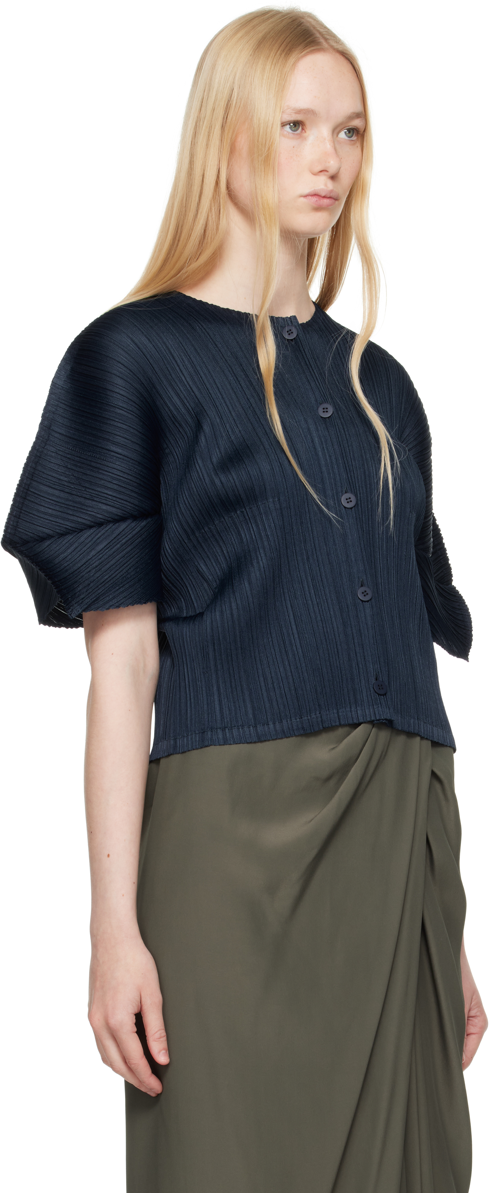 Issey Miyake Navy Monthly Colors April Cardigan