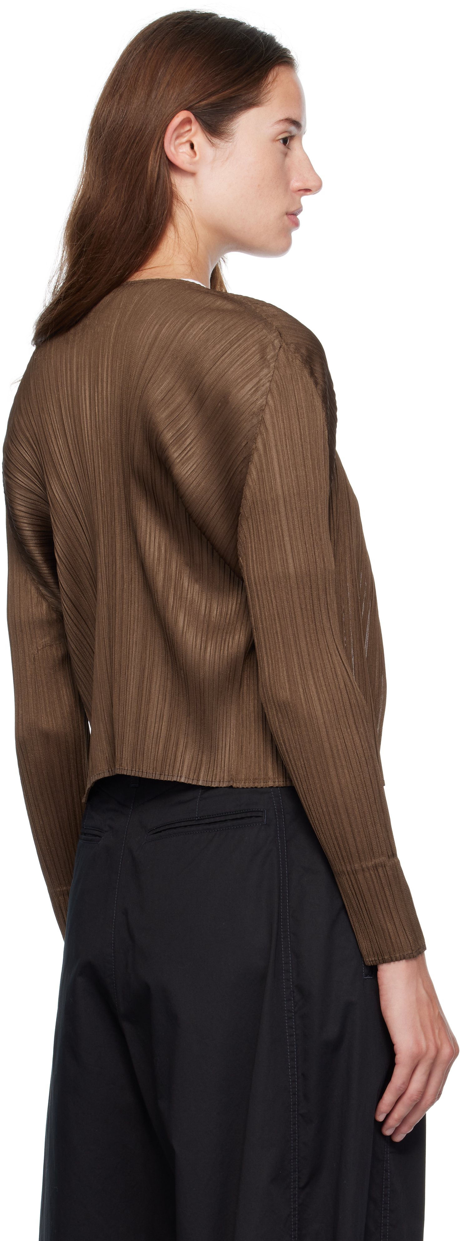 Issey Miyake Brown June New Colorful Basics 4 Cardigan In Brown