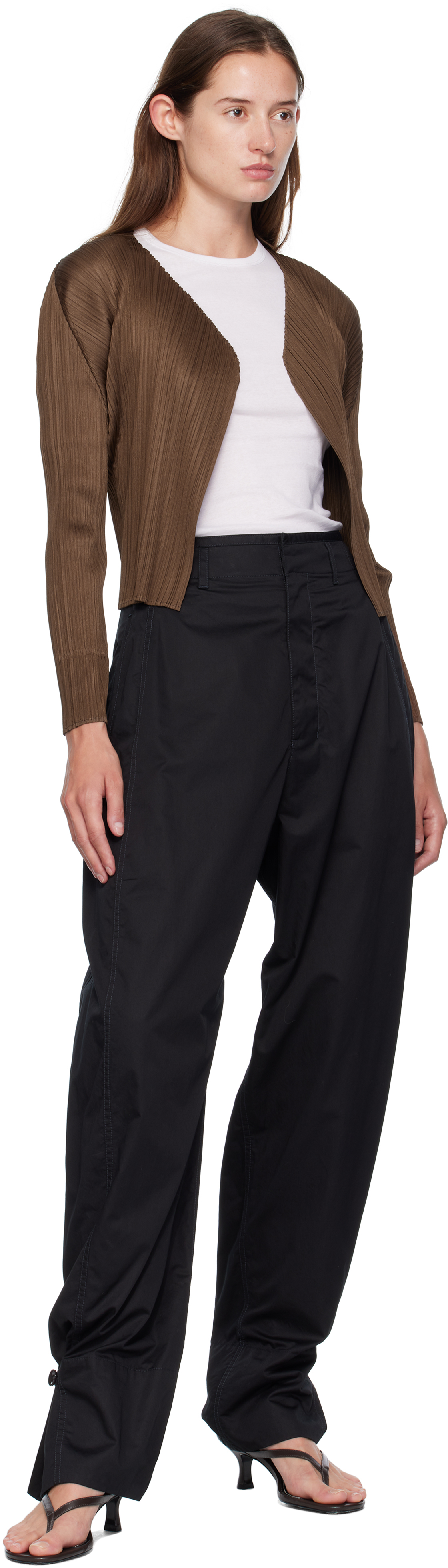 Issey Miyake Brown June New Colorful Basics 4 Cardigan In Brown