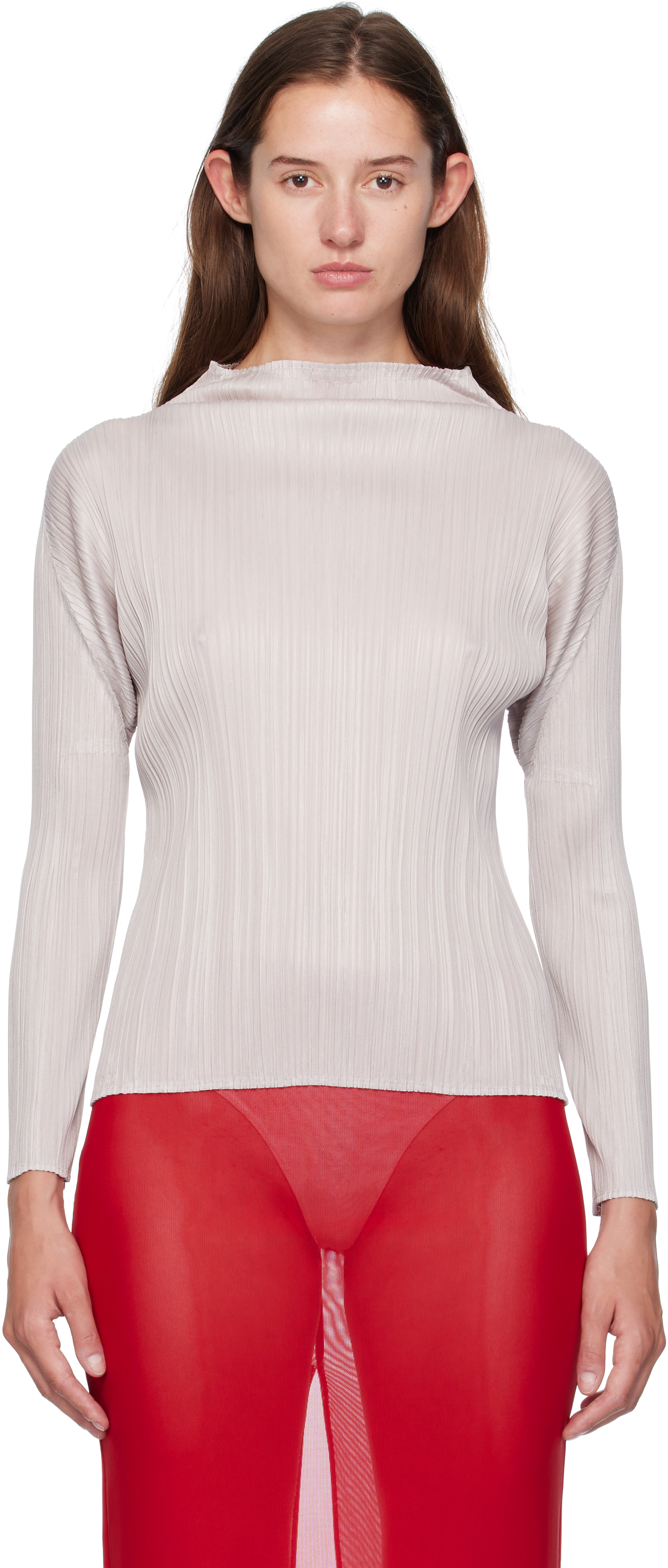 PLEATS PLEASE　カットソー　モックネック　レッド　４ PLEATS PLEASE カットソー モックネック レッド 4 楽天市場】極