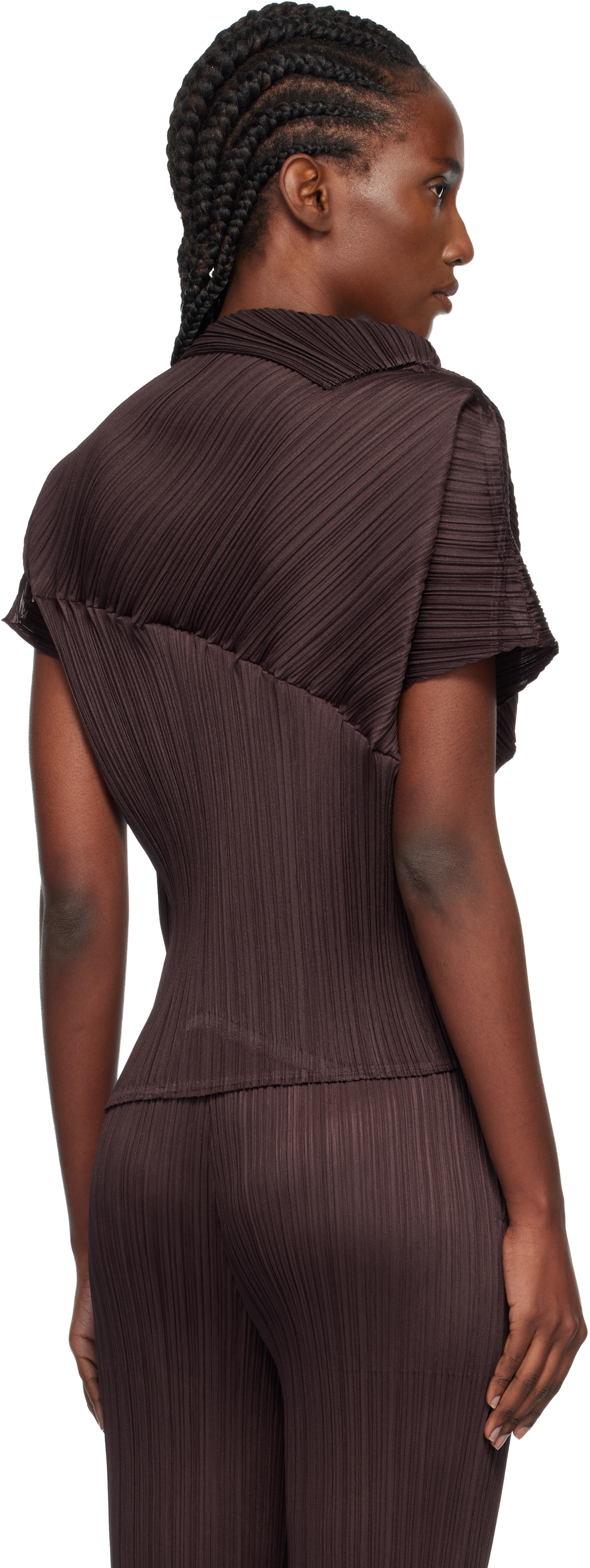 Issey Miyake Brown Leap Top In Brown