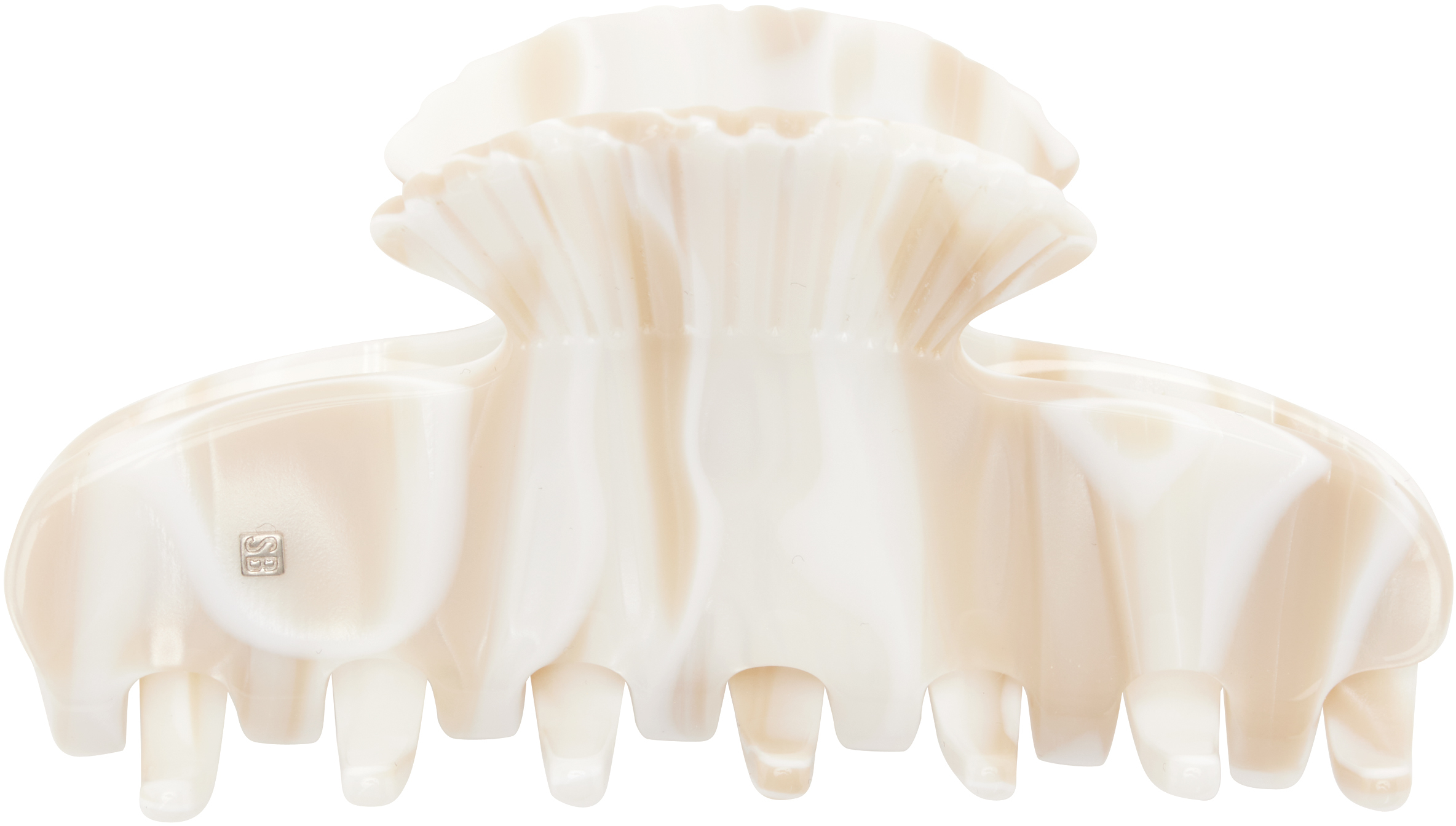 Sophie Buhai Off-white Small Fan Shell Claw Hair Clip In Silver
