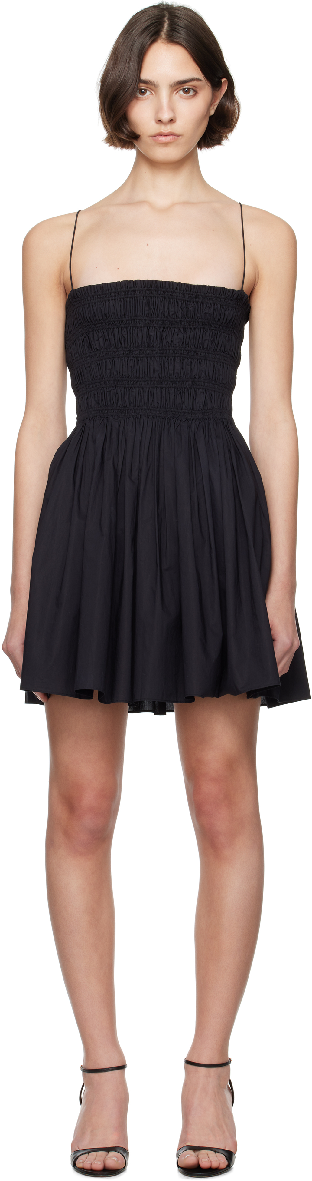 Shop Matteau Black Shirred Bodice Minidress