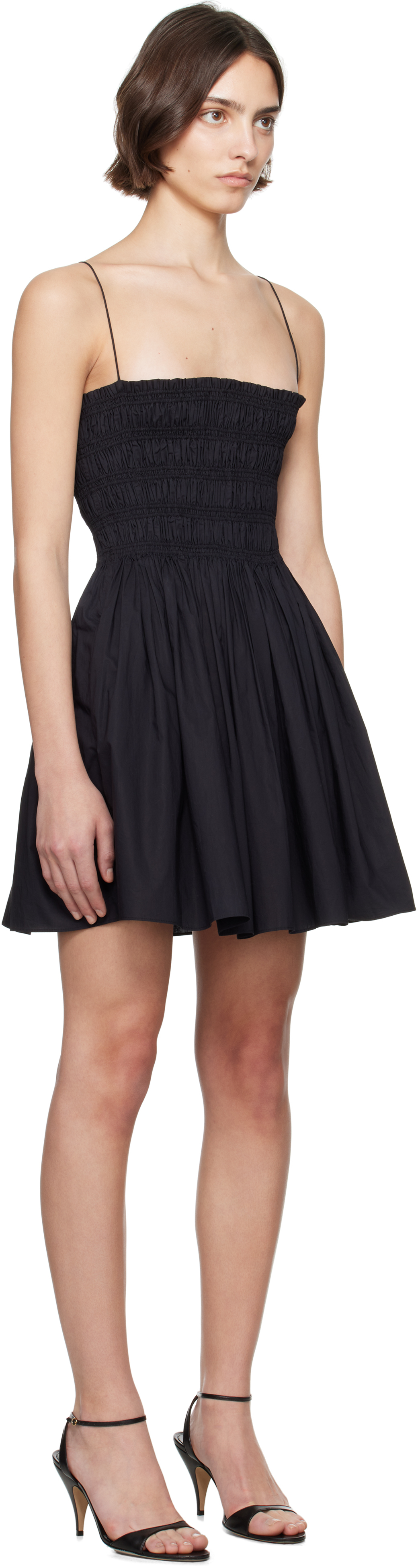 Shop Matteau Black Shirred Bodice Minidress