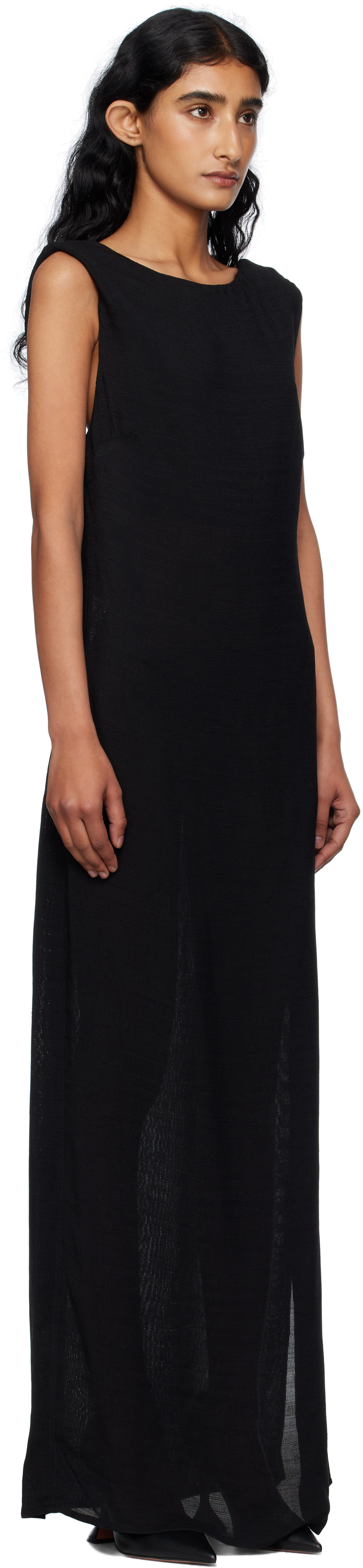 Matteau Black Cowl Back Maxi Dress In Black