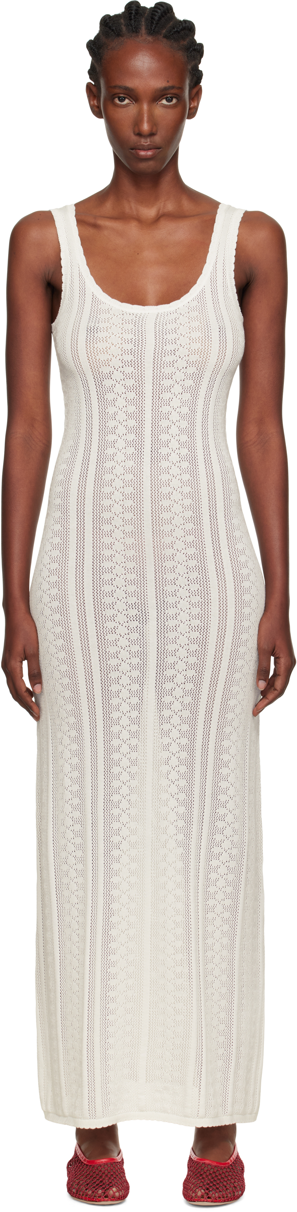 White Tine Crochet Maxi Dress by Holzweiler on Sale