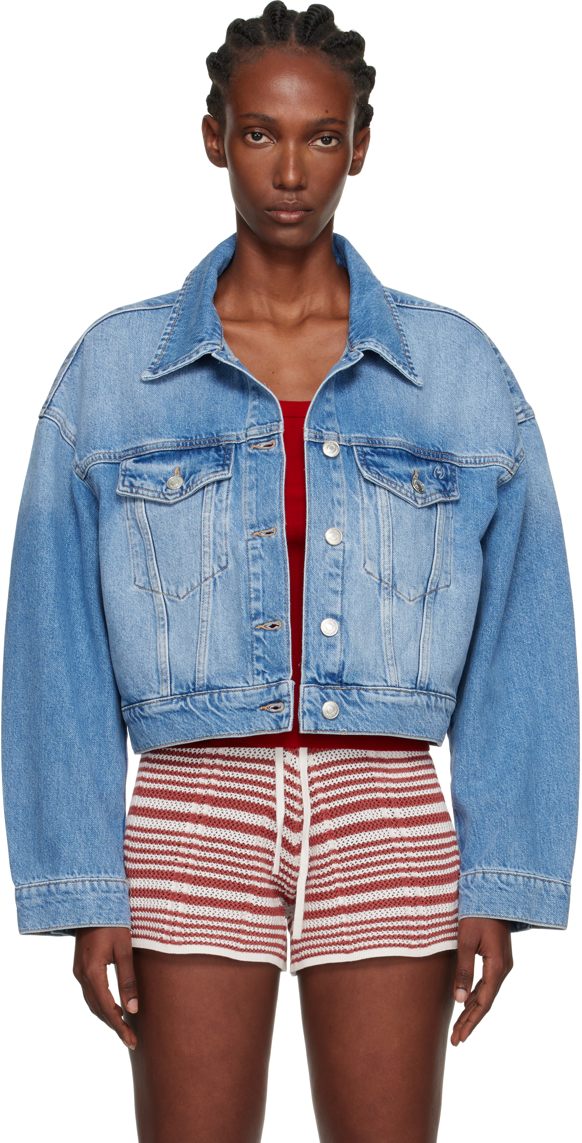 Blue Cropped Denim Jacket