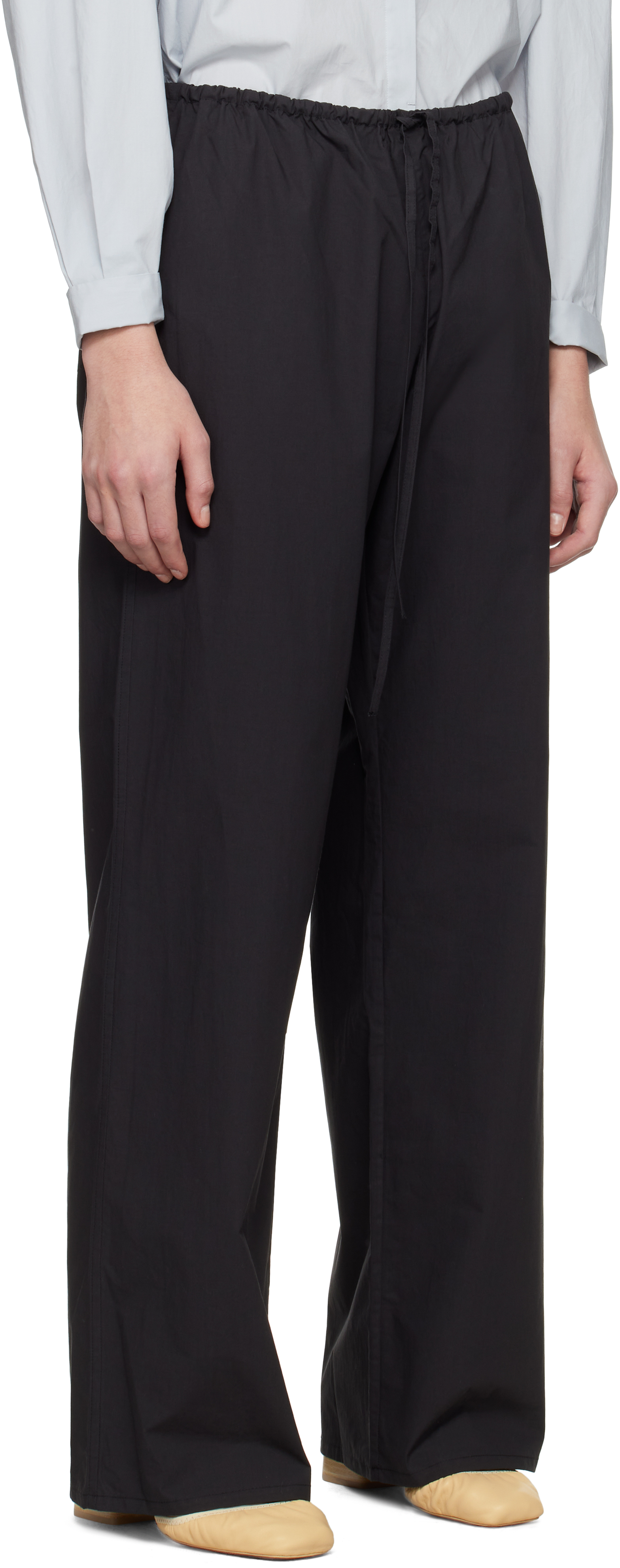 Shop Matteau Black Drawcord Trousers