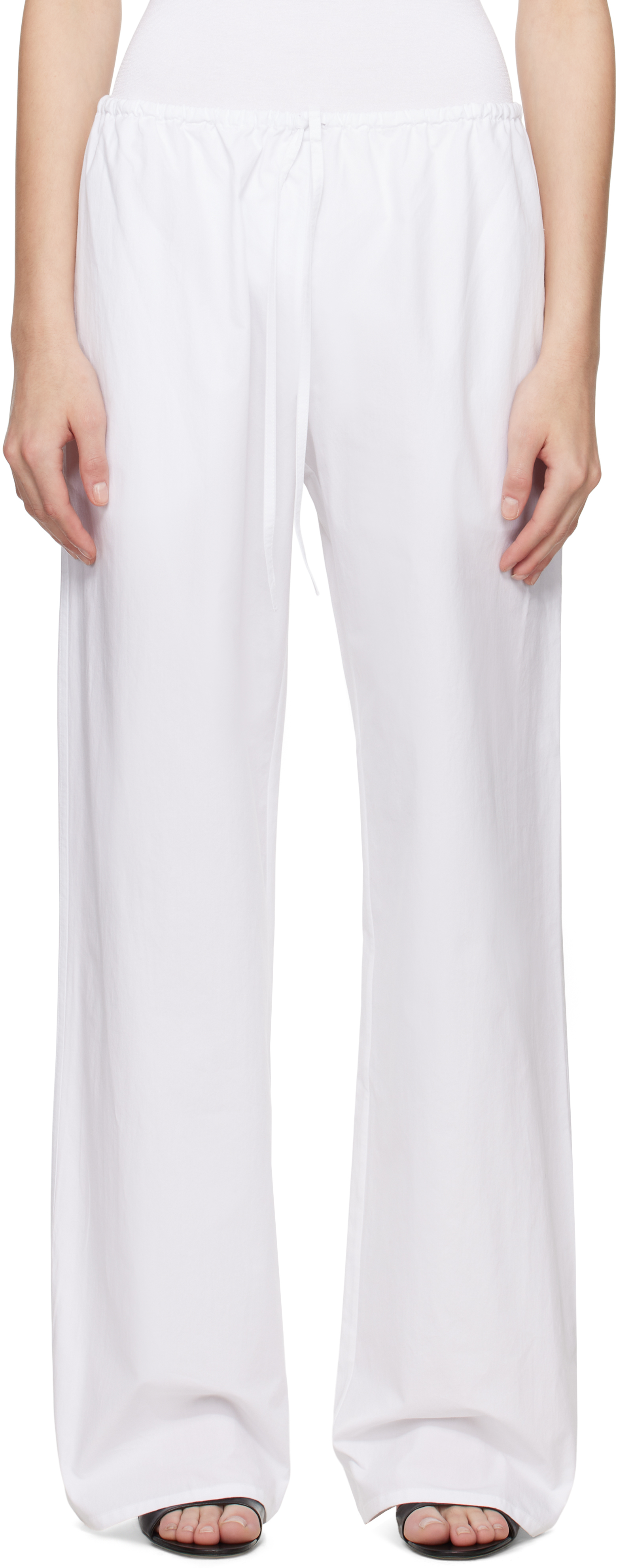 Shop Matteau White Drawcord Trousers