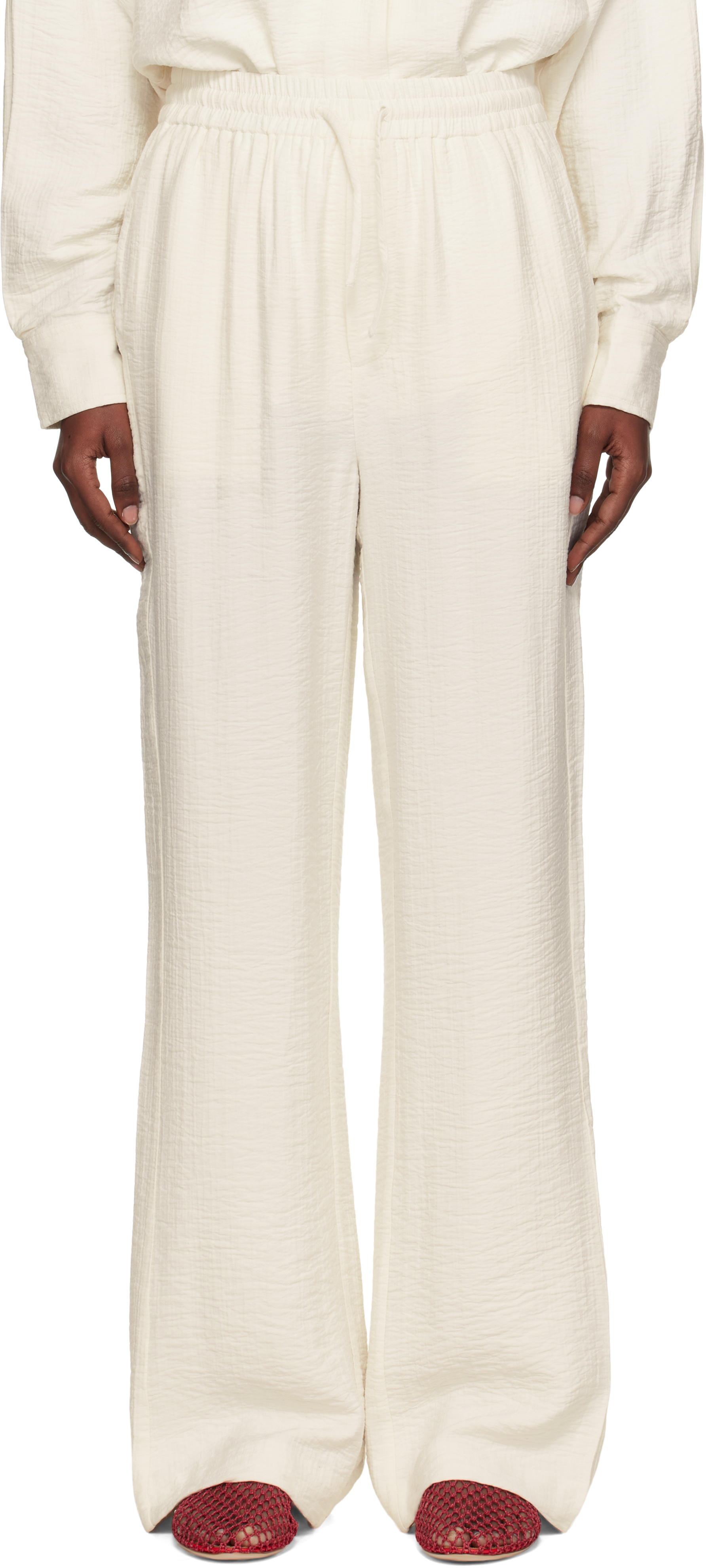 Holzweiler: オフホワイト Summer リラックス トラウザーズ