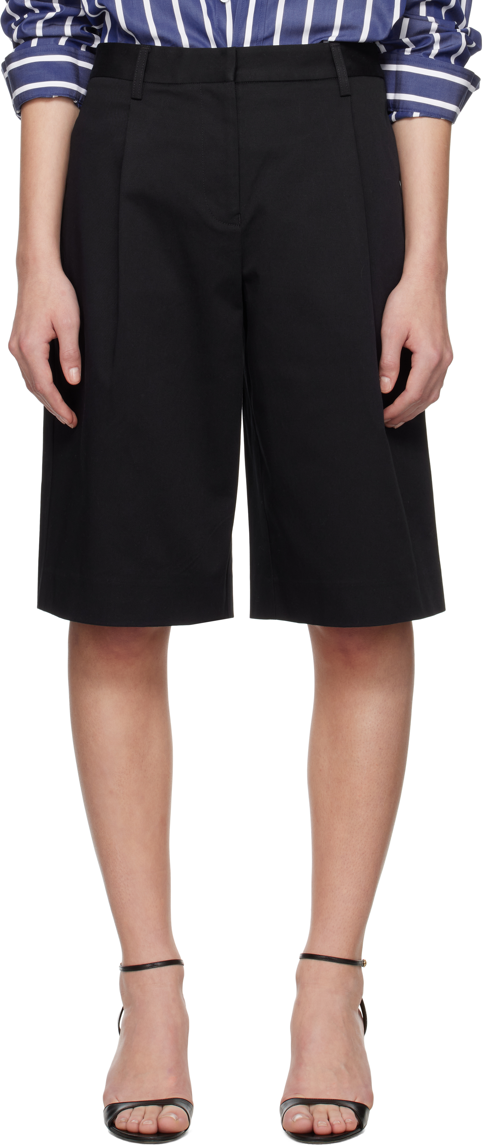 Black Long Chino Shorts