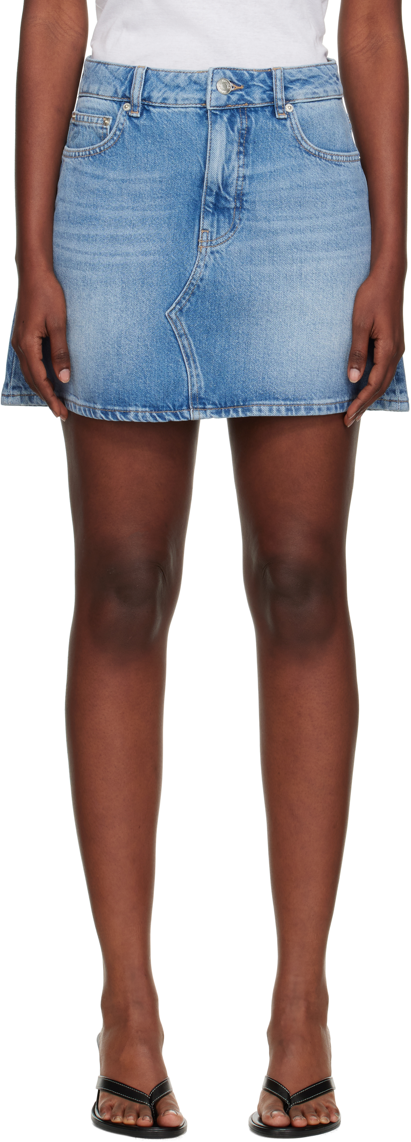 Blue A-Line Denim Miniskirt