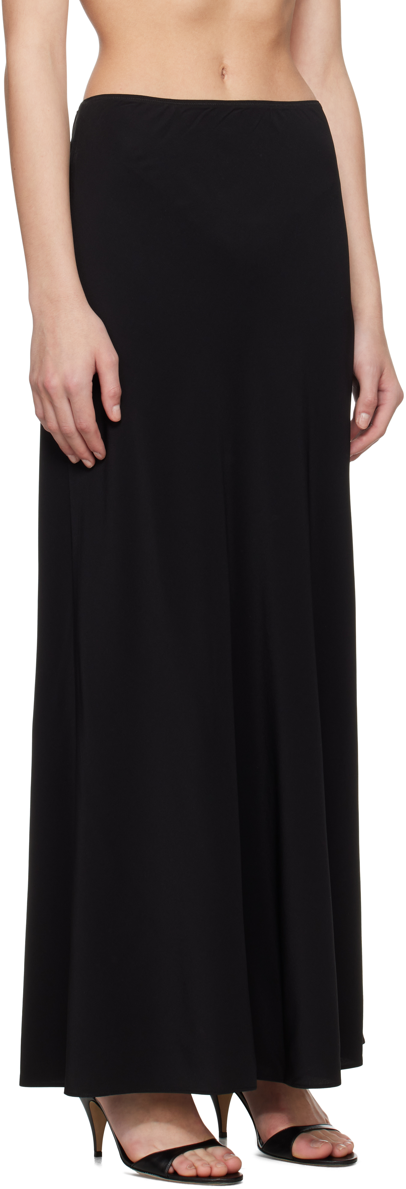 Matteau Black Bias Elastic Maxi Skirt In Black