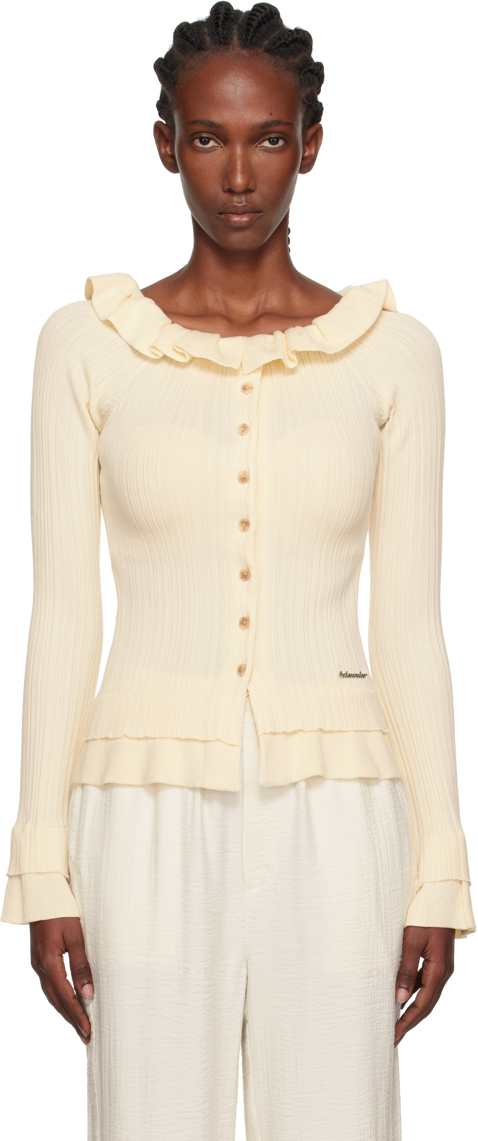 Beige Ripple Cardigan by Holzweiler on Sale