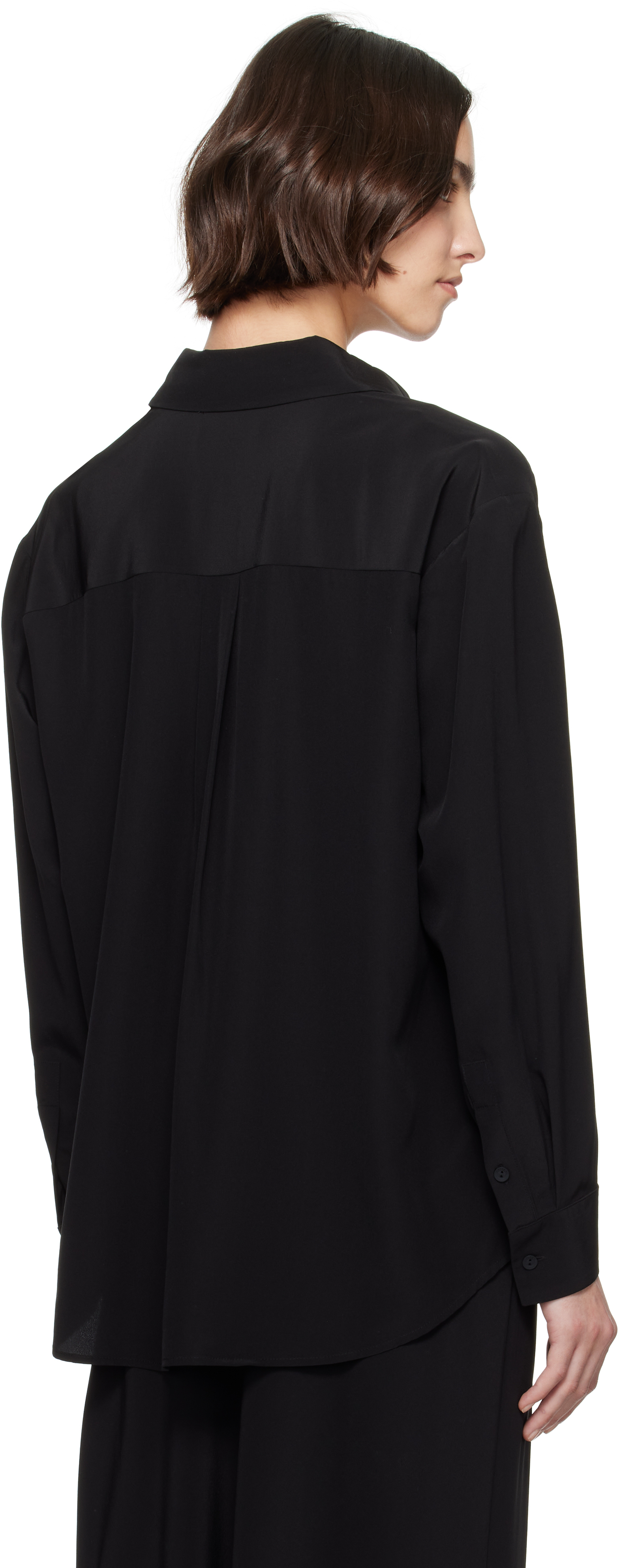 Shop Matteau Black Long Sleeve Silk Shirt