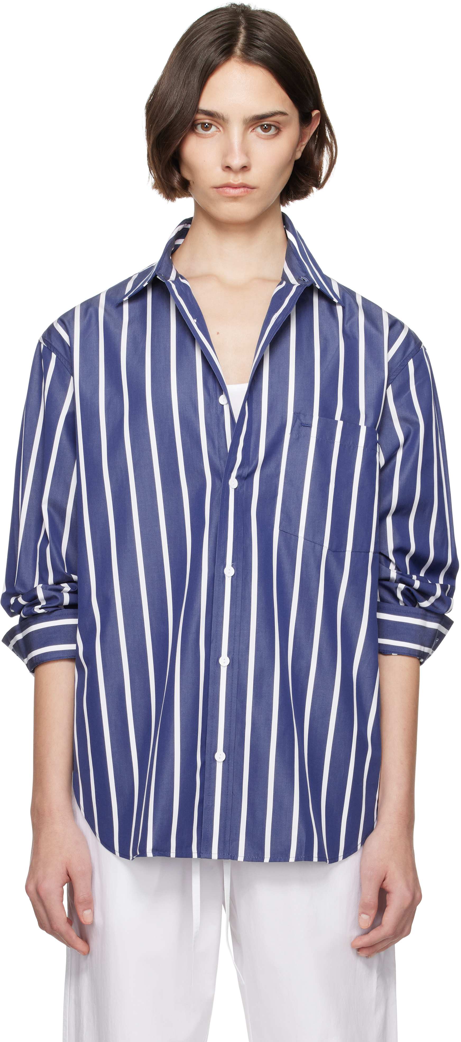 White & Blue Relaxed Shirt