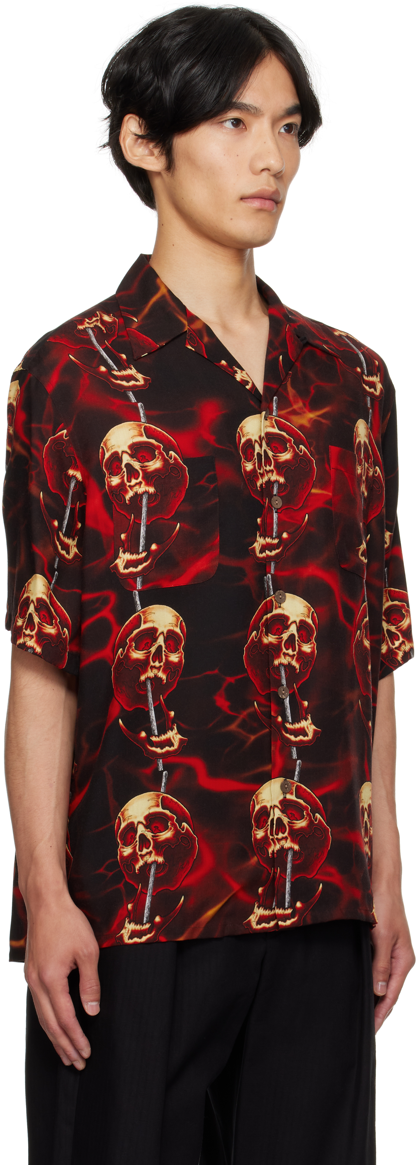 Wacko Maria 56 Tattoo Studio / Hawaiian Shirt Short Sleeve In Black