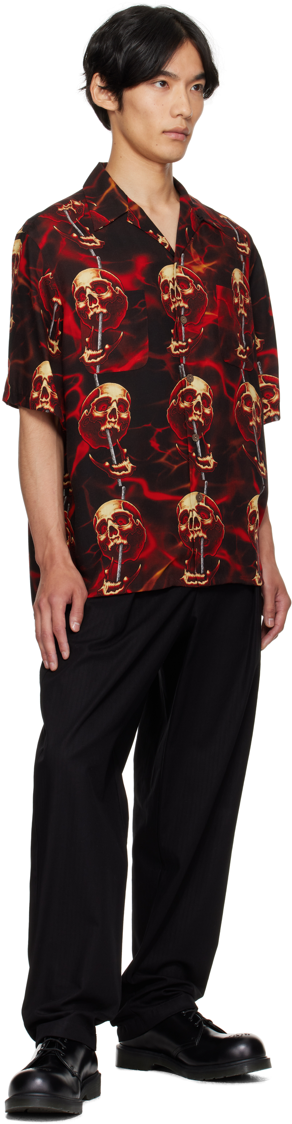 Wacko Maria 56 Tattoo Studio / Hawaiian Shirt Short Sleeve In Black