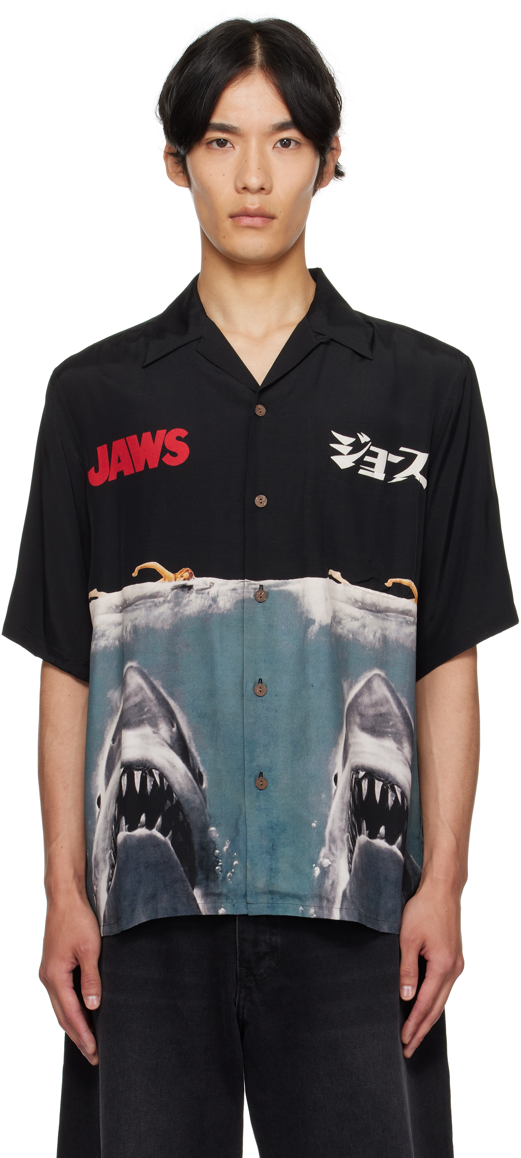 WACKO MARIA JAWS コラボ　半袖シャツ ワコマリアが「ジョーズ」とコラボ、サメを大胆にデザインした
