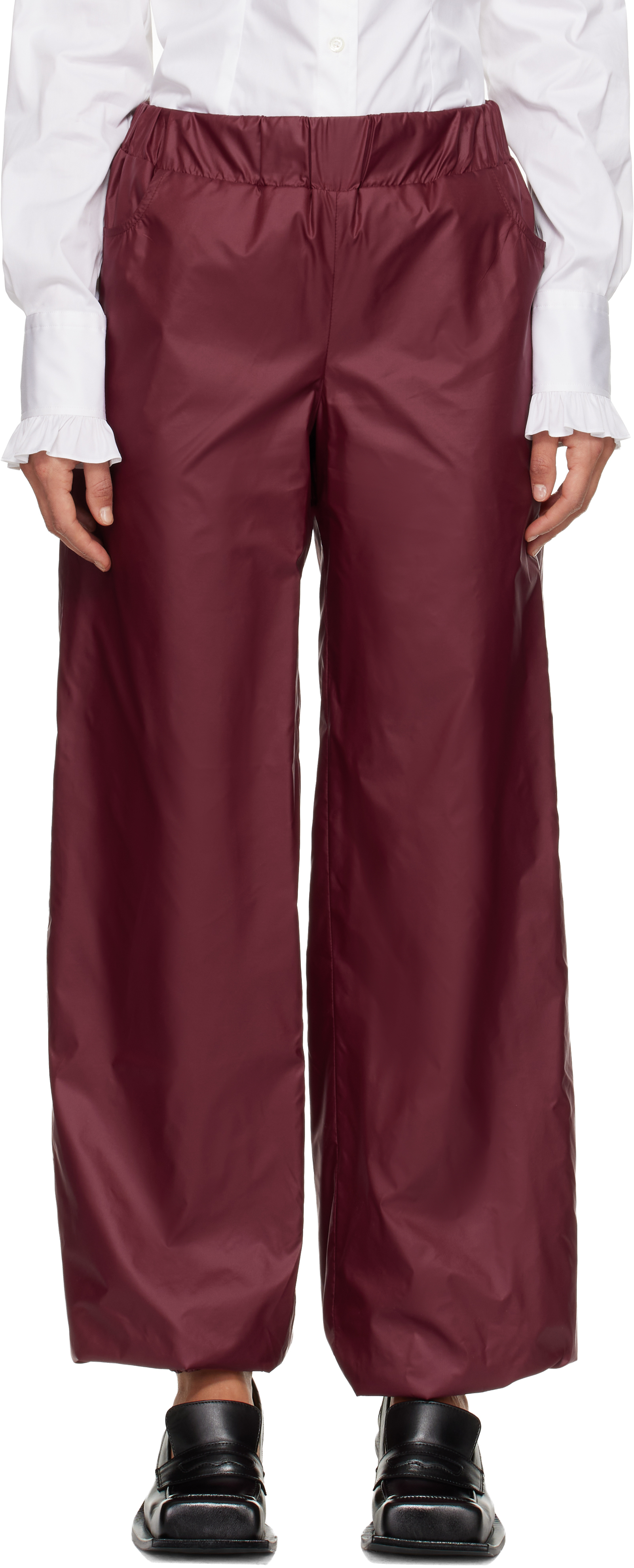 Fidan Novruzova Burgundy Macar Nylon Trousers In Burgundy