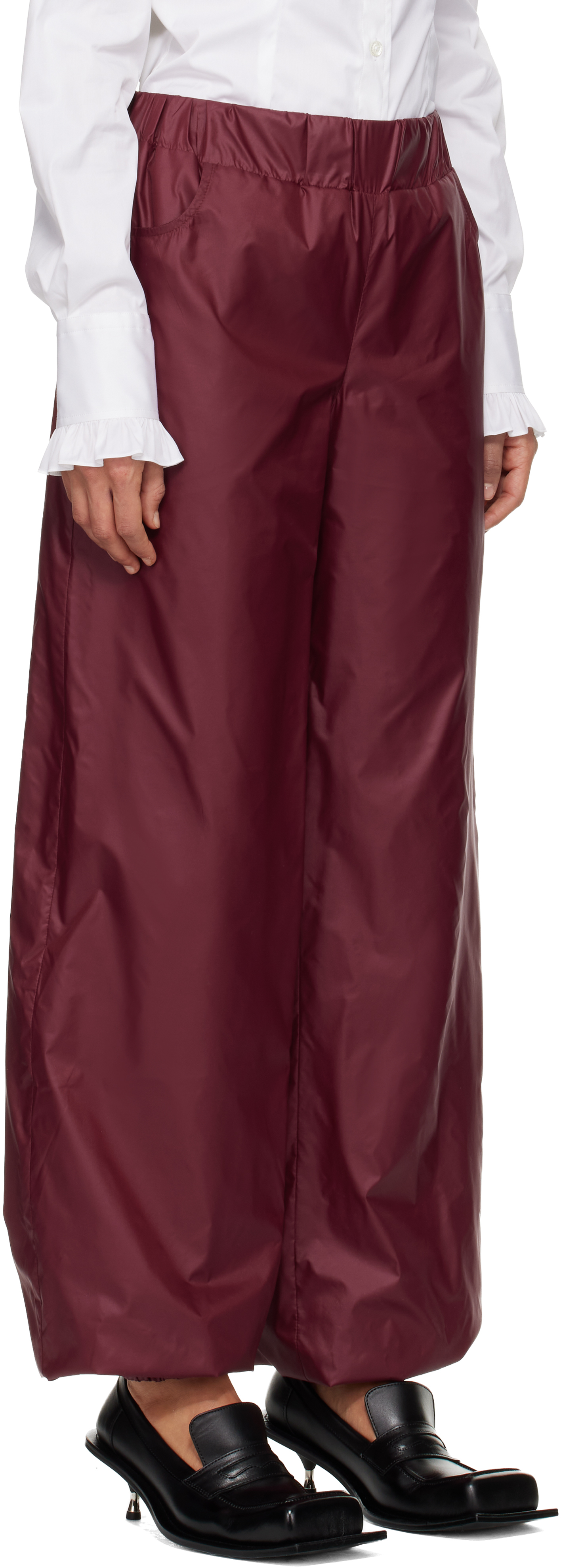 Fidan Novruzova Burgundy Macar Nylon Trousers In Burgundy