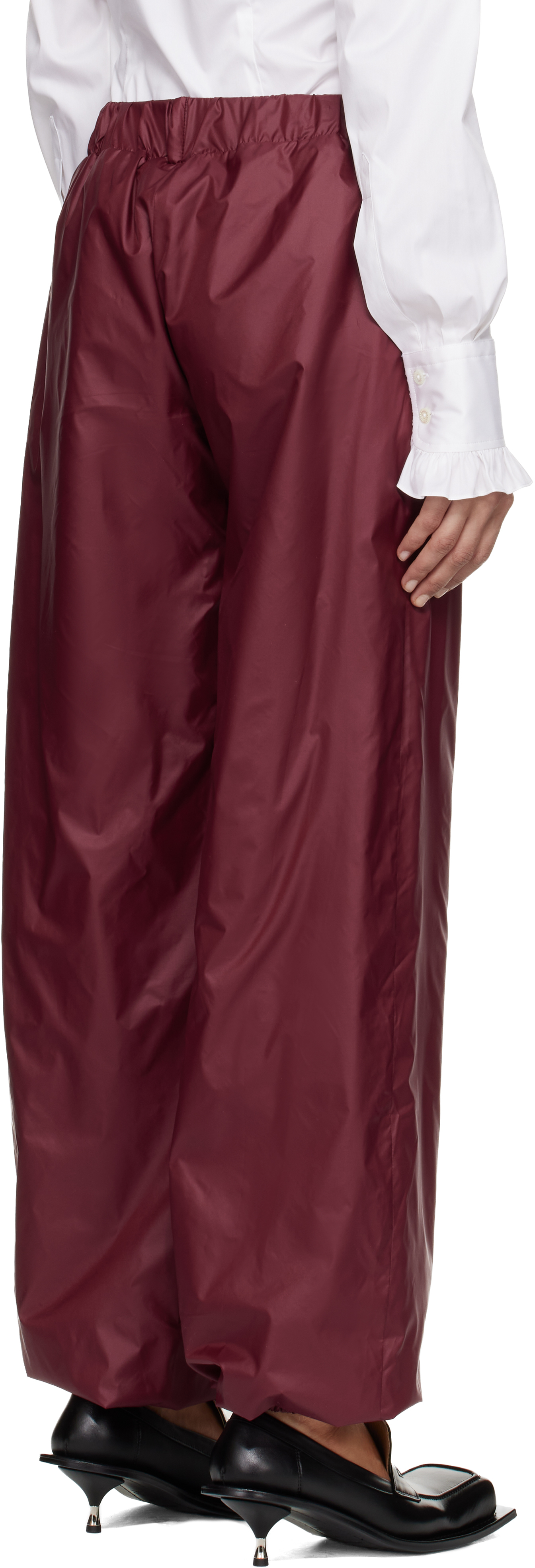 Fidan Novruzova Burgundy Macar Nylon Trousers In Burgundy