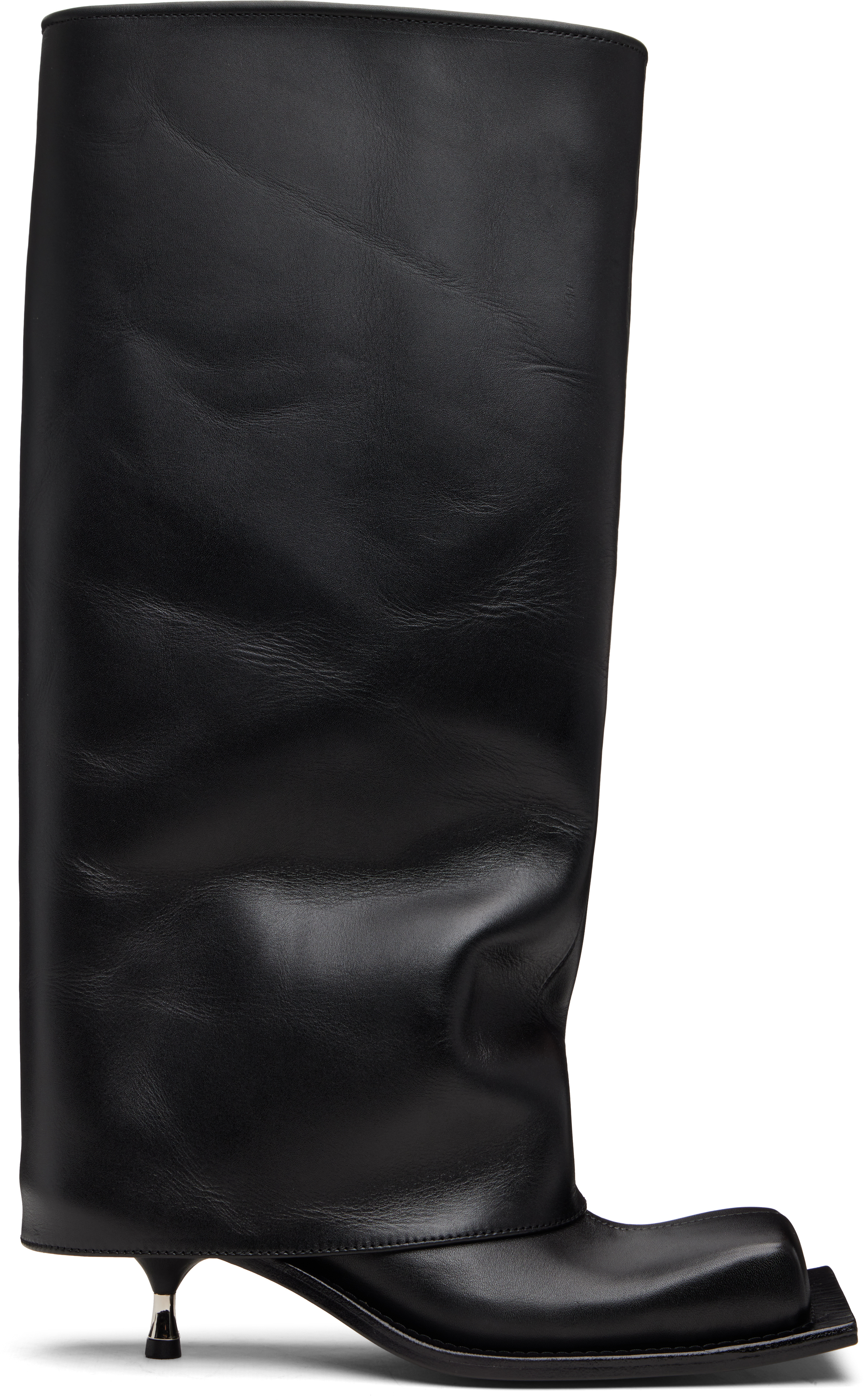 Fidan Novruzova Black Tall Iman Kitten Heel Boots In Black