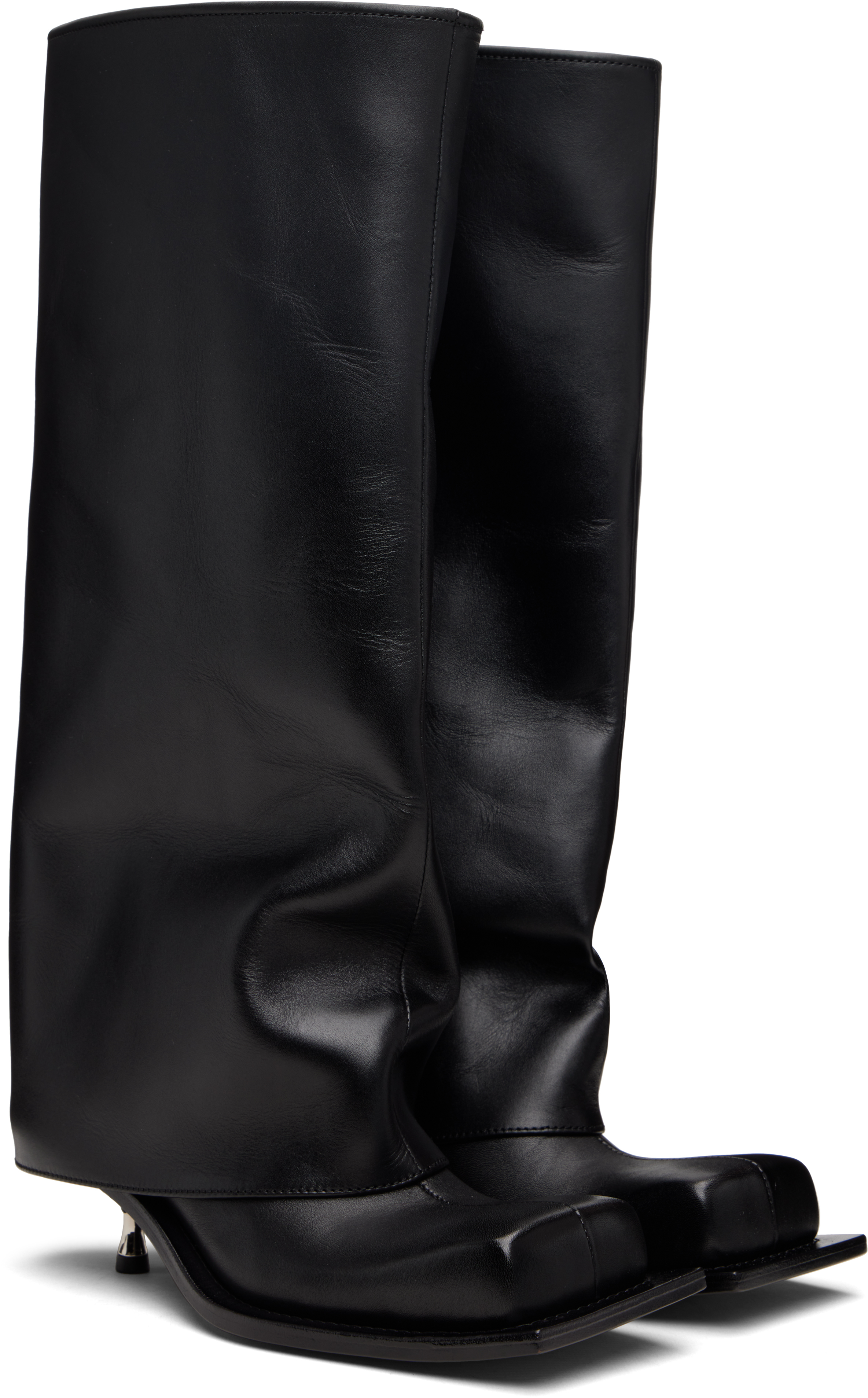 Fidan Novruzova Black Tall Iman Kitten Heel Boots In Black