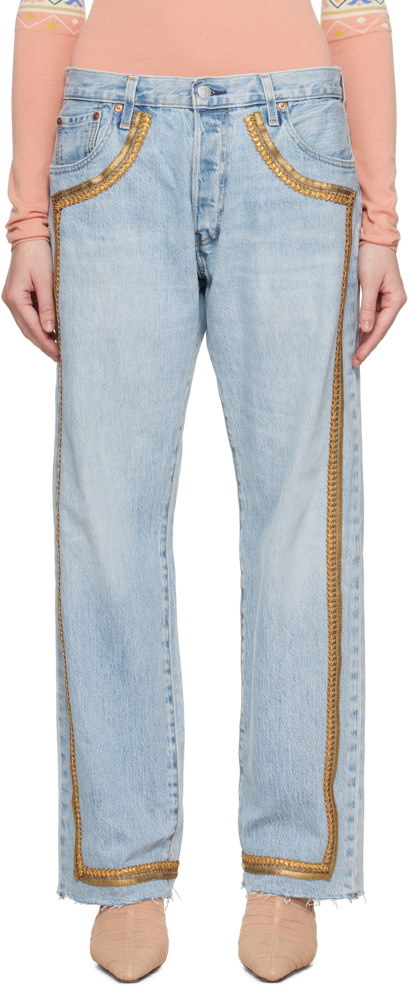 【CONNER IVES + NET SUSTAIN】organic straight-leg jeans CONNER IVES Mariah frayed printed mid-rise straight-leg