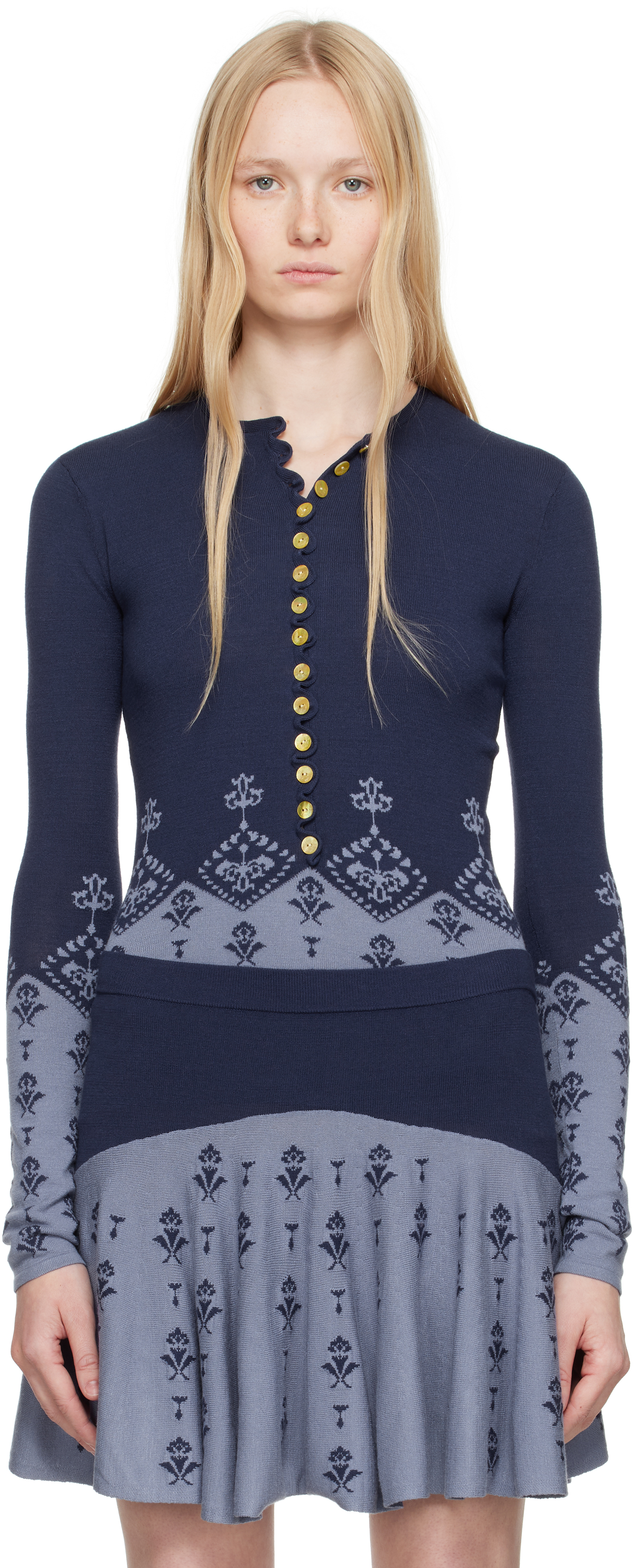 Blue Sock Long Sleeve Henley by Conner Ives on Sale