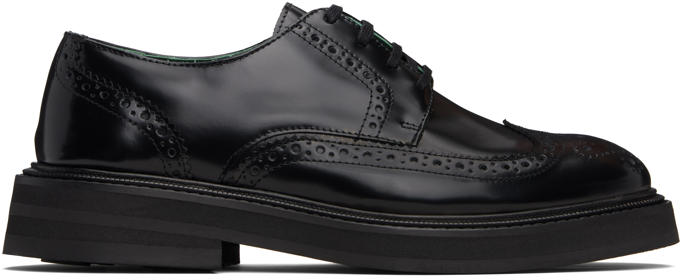 Vinny's Black Leather Brogue Officer Derbys