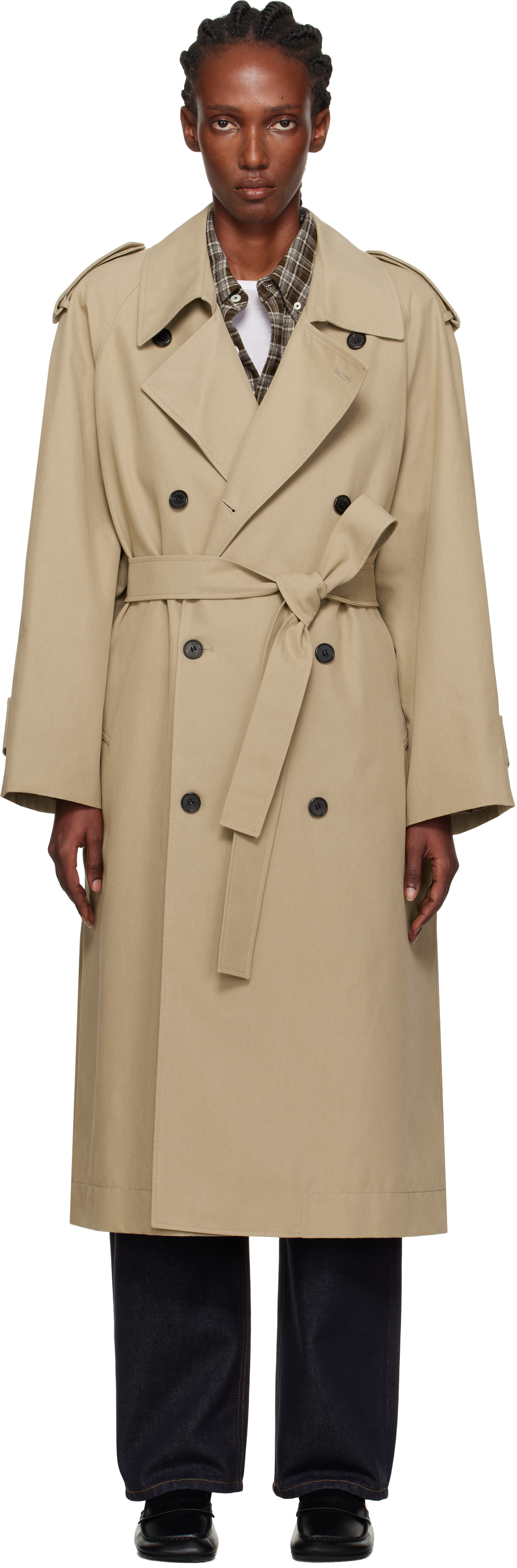 Dunst Tan Unisex Oversized Trench Coat In Sand