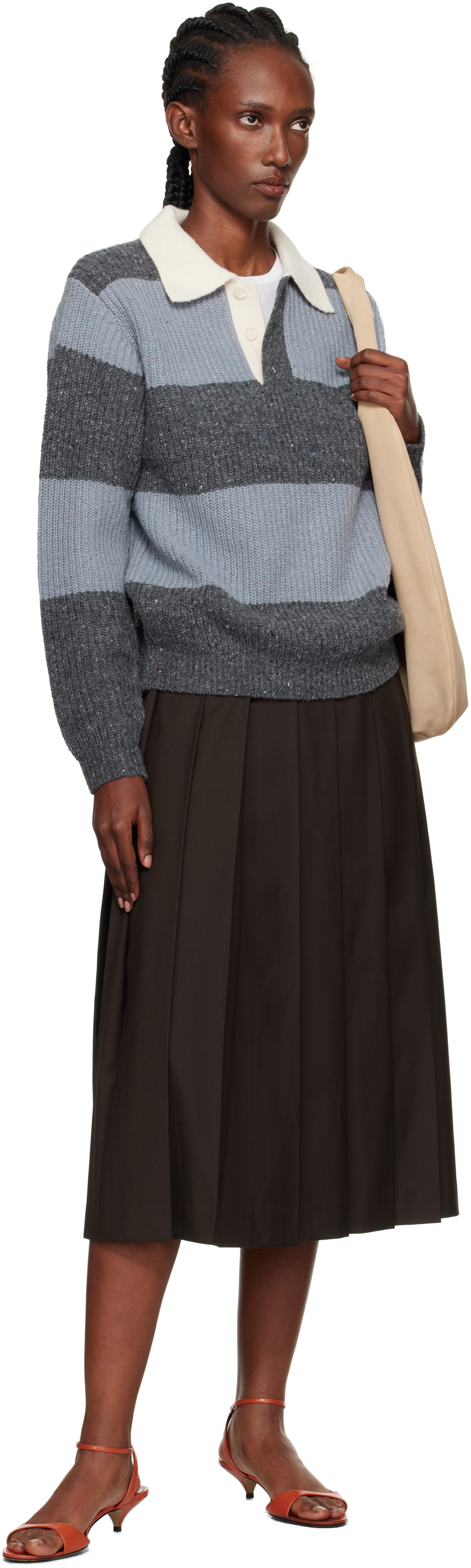 Dunst Brown Pleats Midi Skirt In Brown