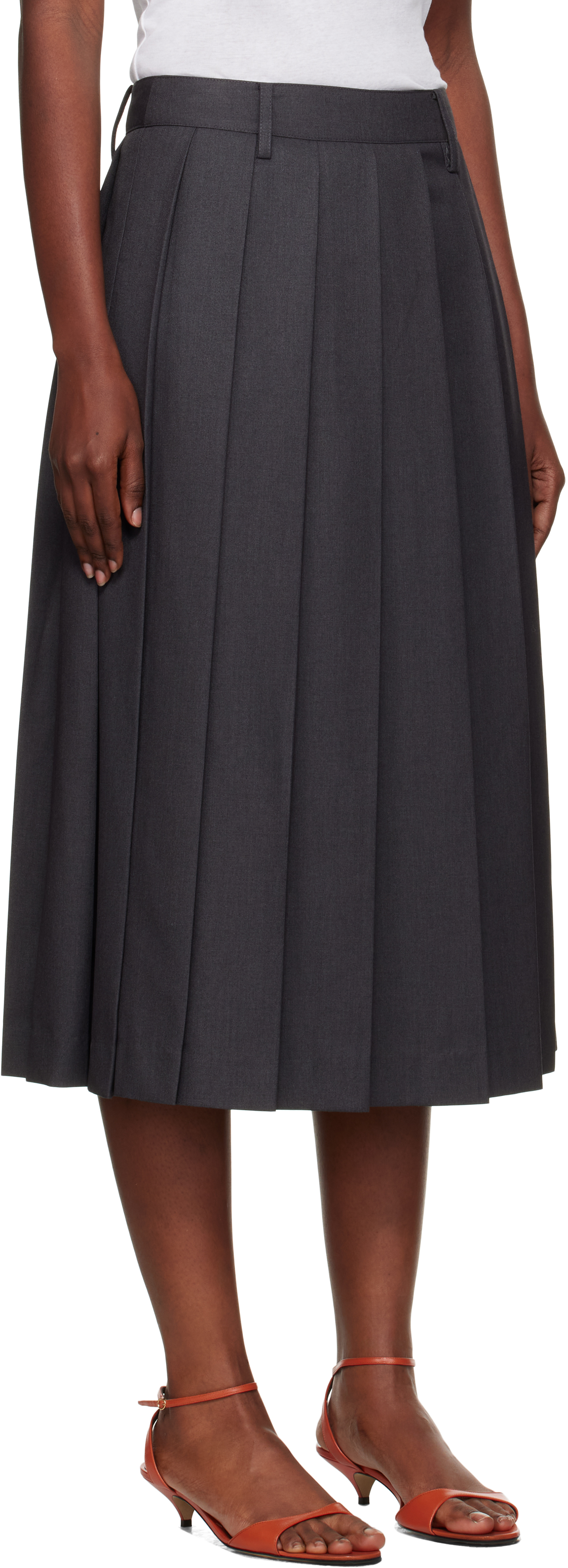 Dunst Gray Pleats Midi Skirt In Multi