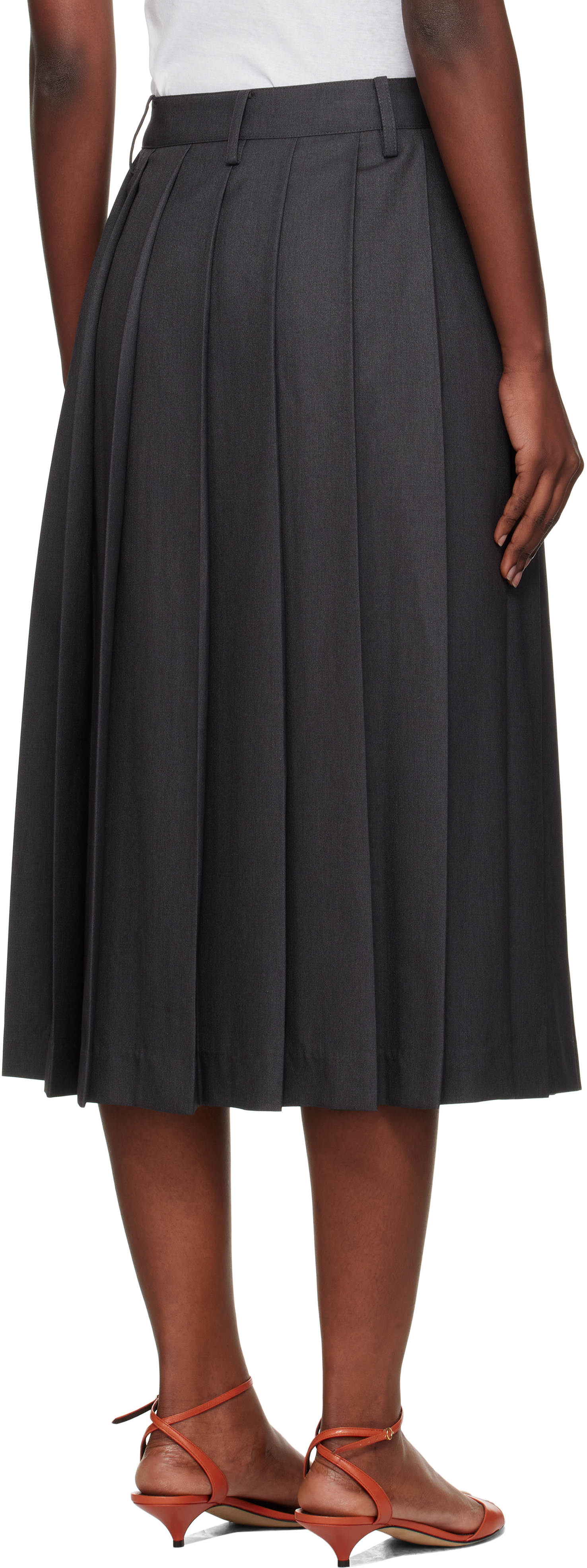 Dunst Gray Pleats Midi Skirt In Multi