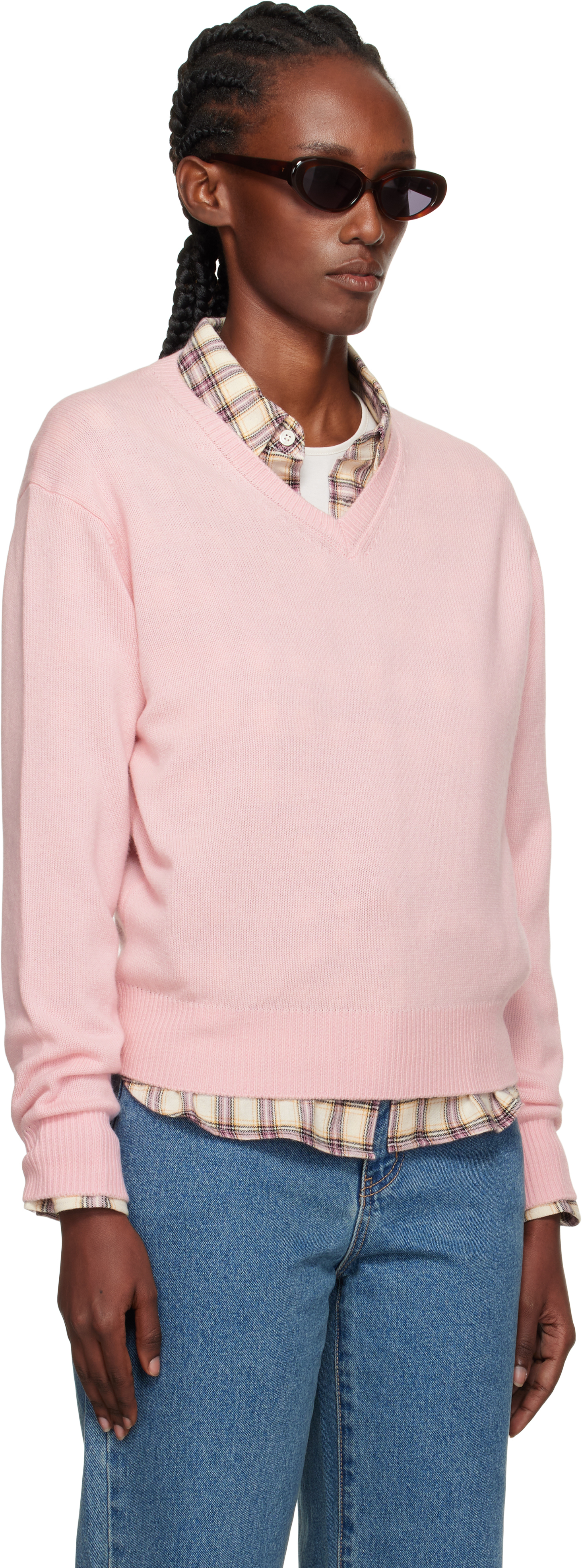 Dunst Pink Cashmere V-neck Sweater In Pink
