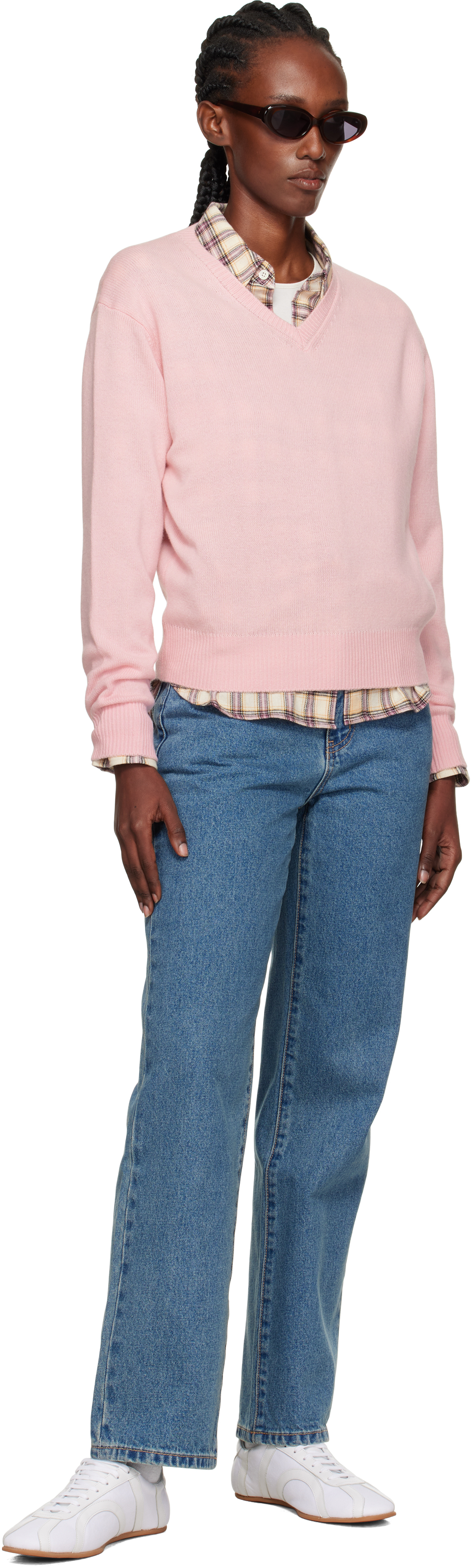 Dunst Pink Cashmere V-neck Sweater In Pink