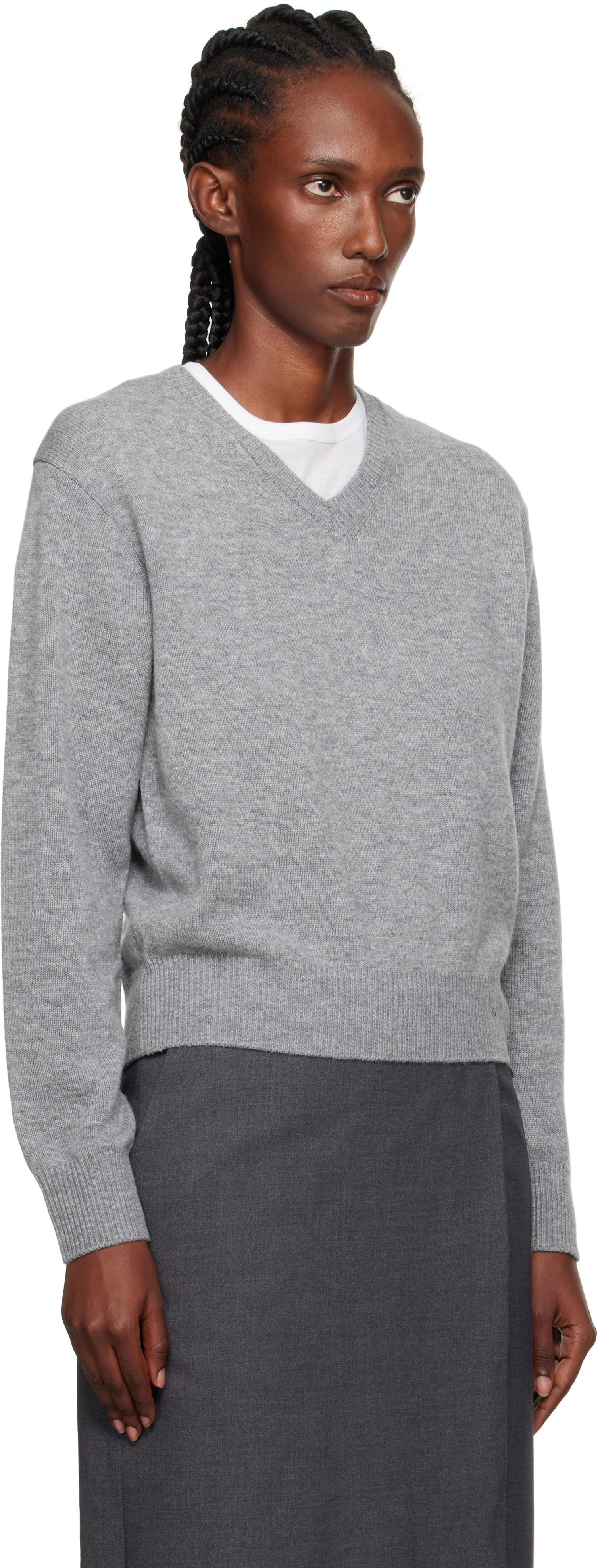 Dunst V-neck Long-sleeved Sweater In Gray