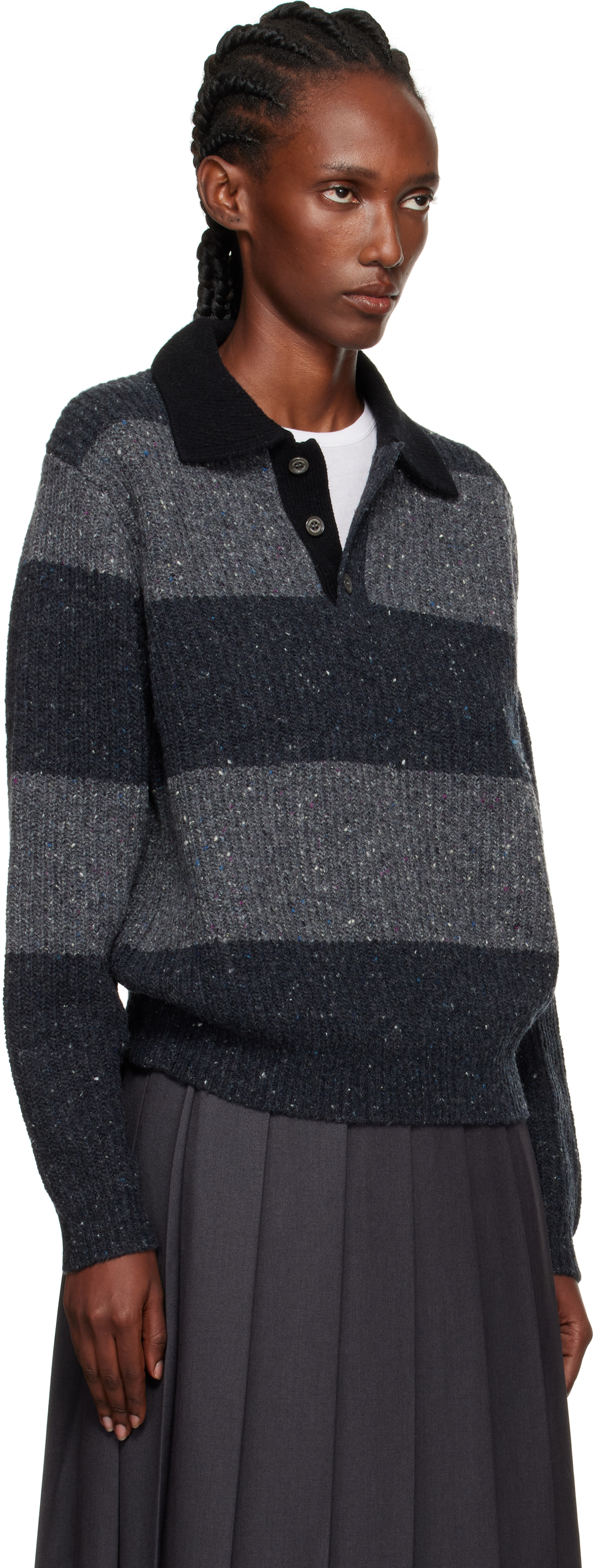 Dunst Gray Chunky Rugby Polo In Multi