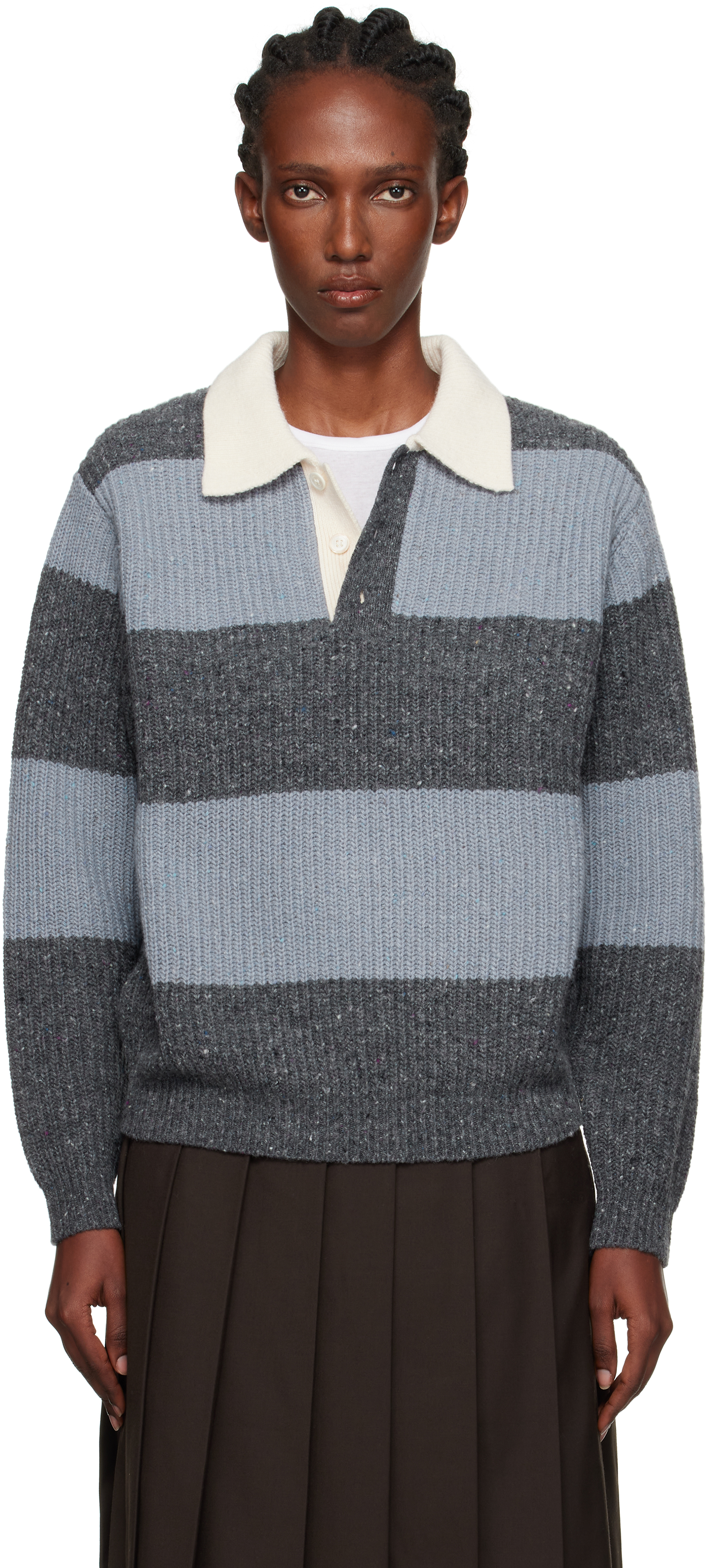 Dunst Blue & Gray Chunky Rugby Polo