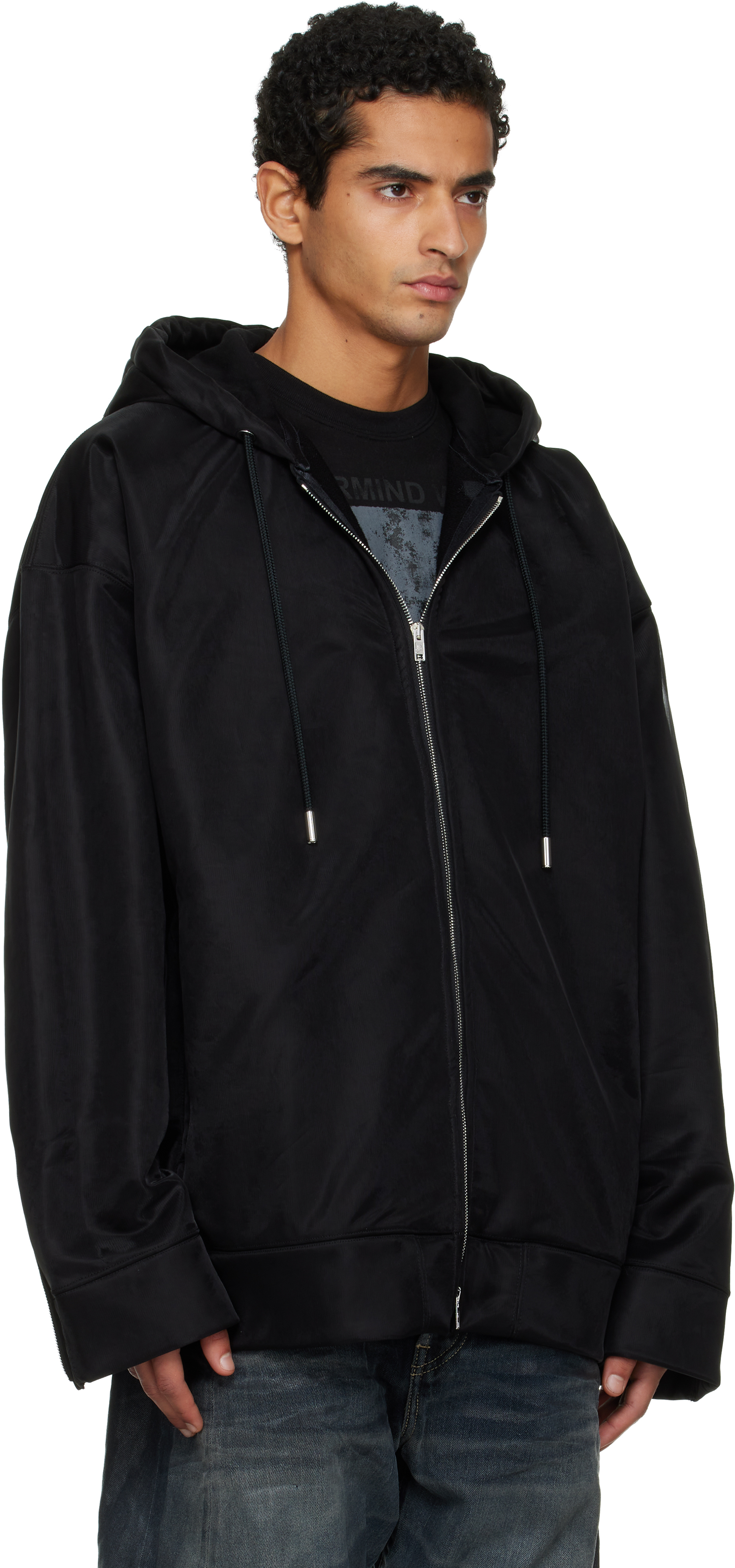 Mastermind Japan Sheer Multi-layered Zipper Casual Jacket In Black
