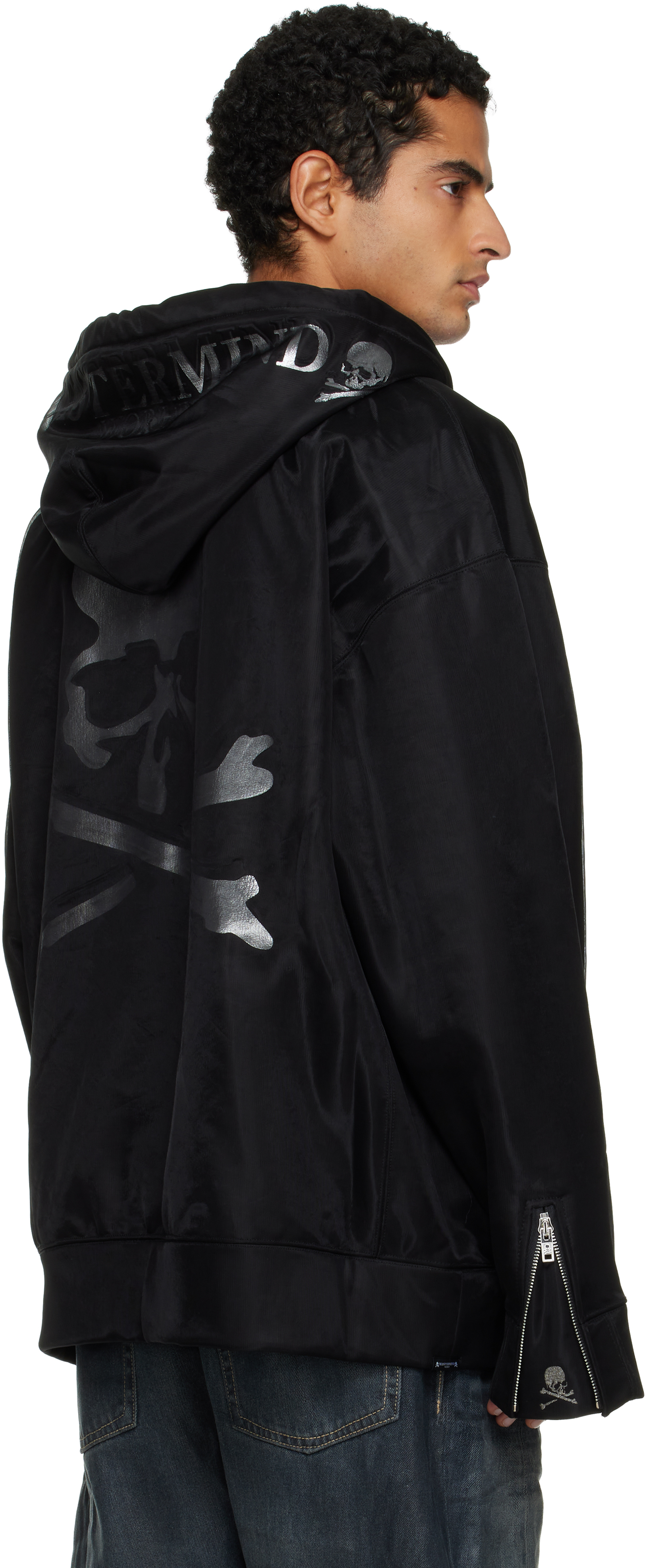 Mastermind Japan Sheer Multi-layered Zipper Casual Jacket In Black