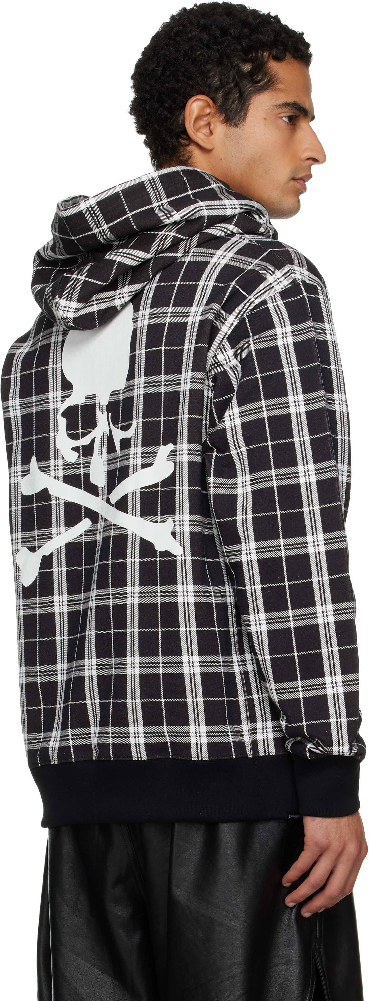 Mastermind Japan Black Plaid Og Logo Hoodie In Black