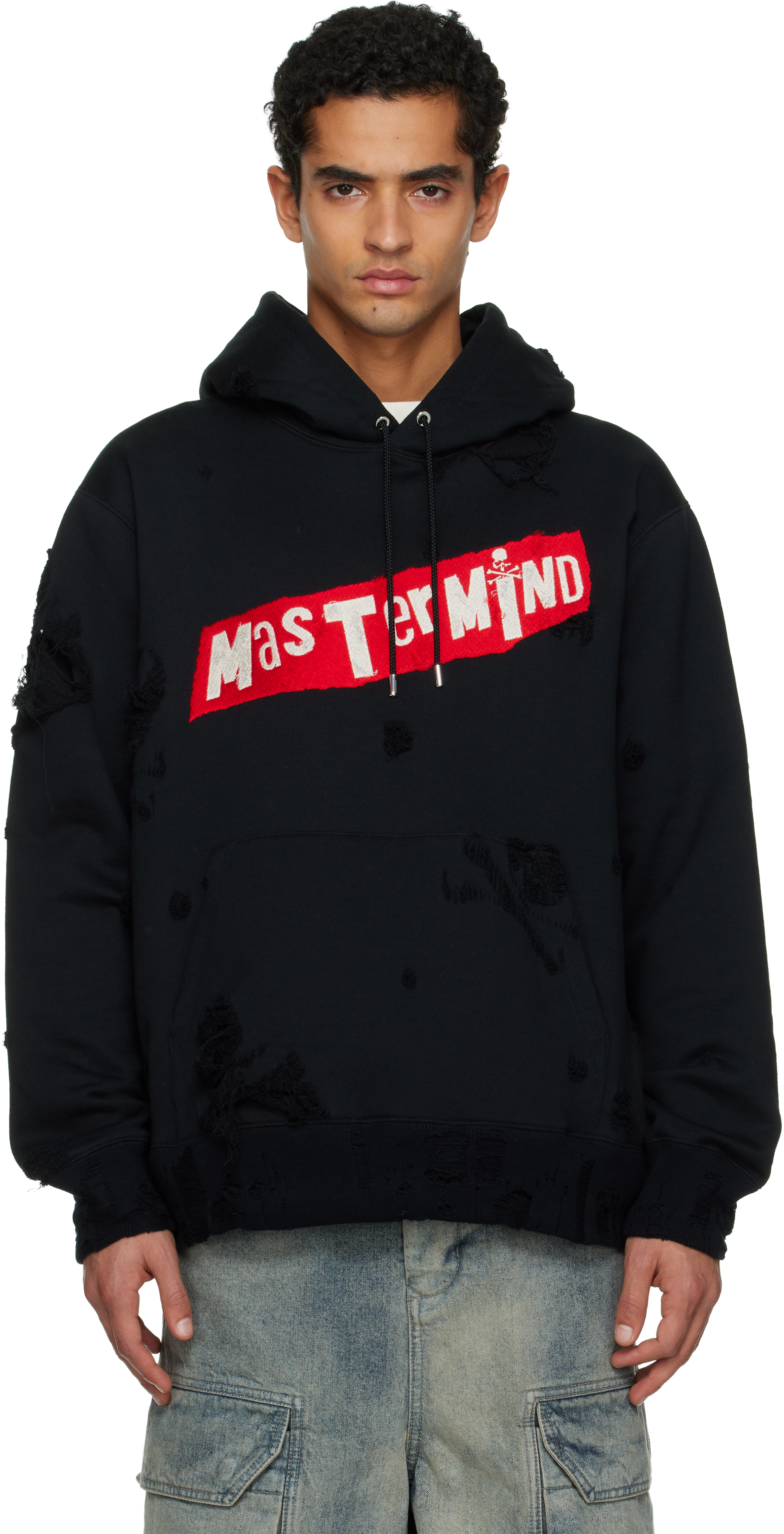 Mastermind Japan Black Distressed Hoodie In Black